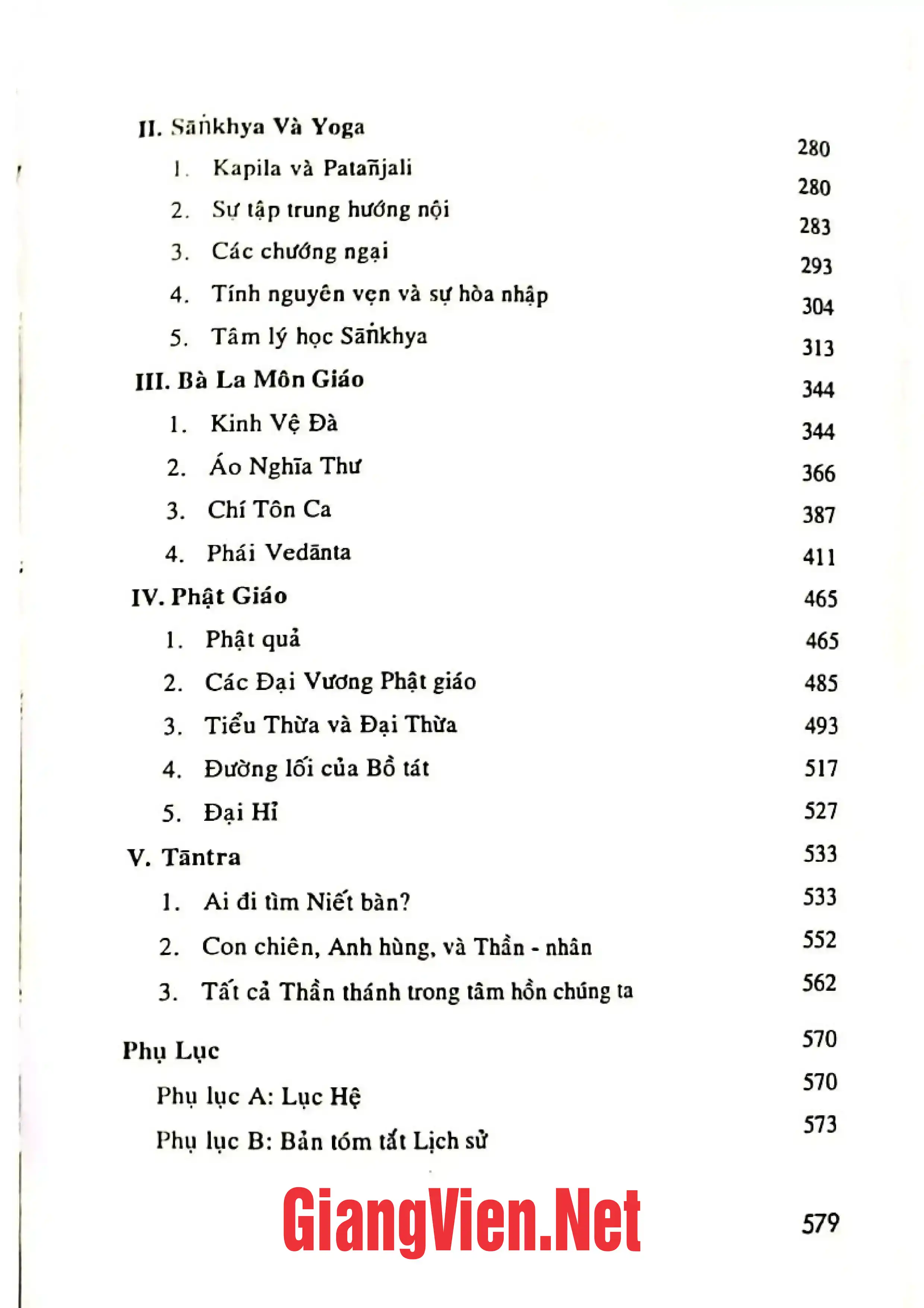 Mục lục chi tiết trang 2 sách Triết học ấn Độ một cách tiếp cận mới