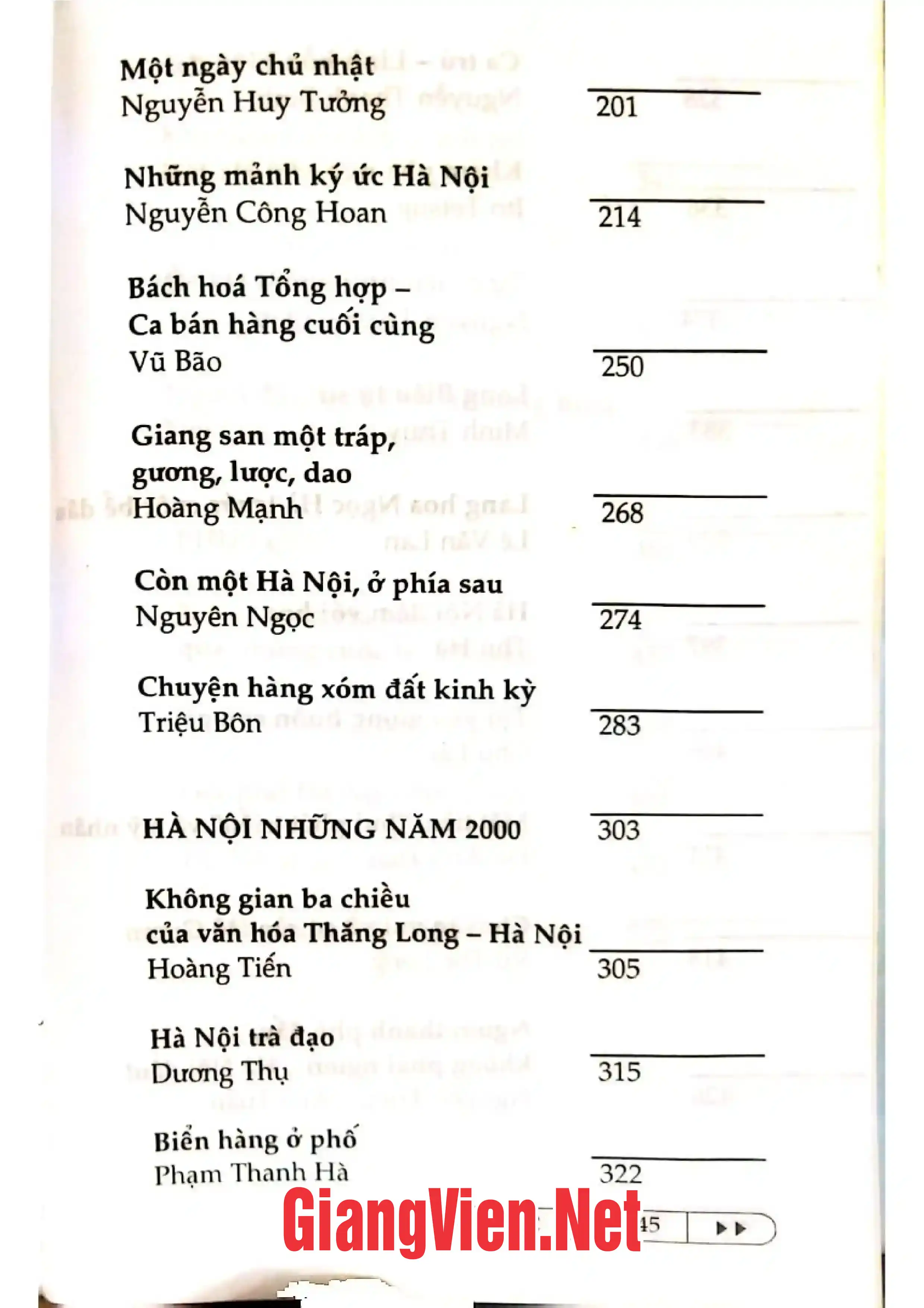 Mục lục chi tiết trang 2 sách Hà Nội 36 một góc nhìn