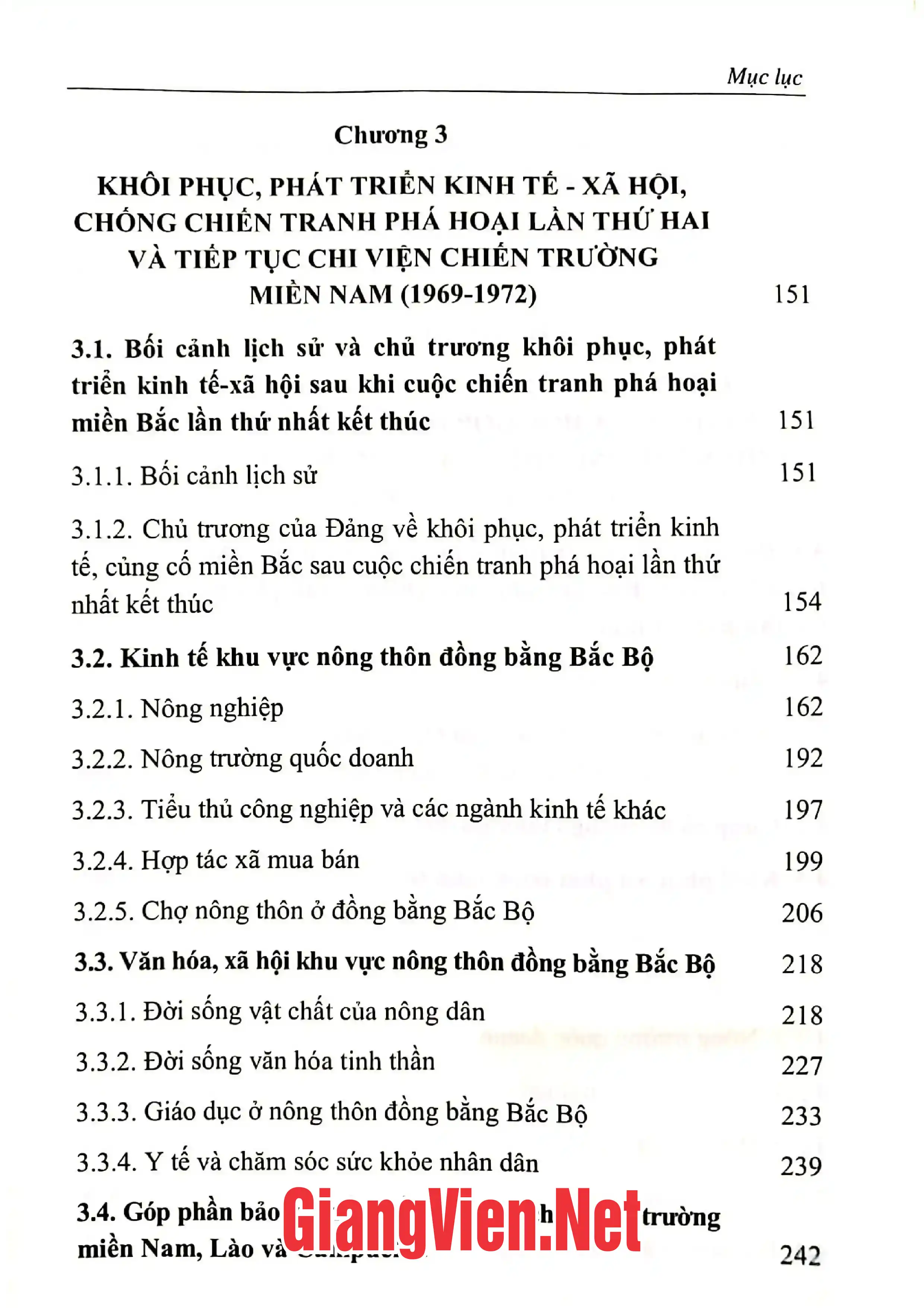 Mục lục chi tiết trang 2 sách Nông thôn đồng bằng Bắc Bộ 1965 - 1975