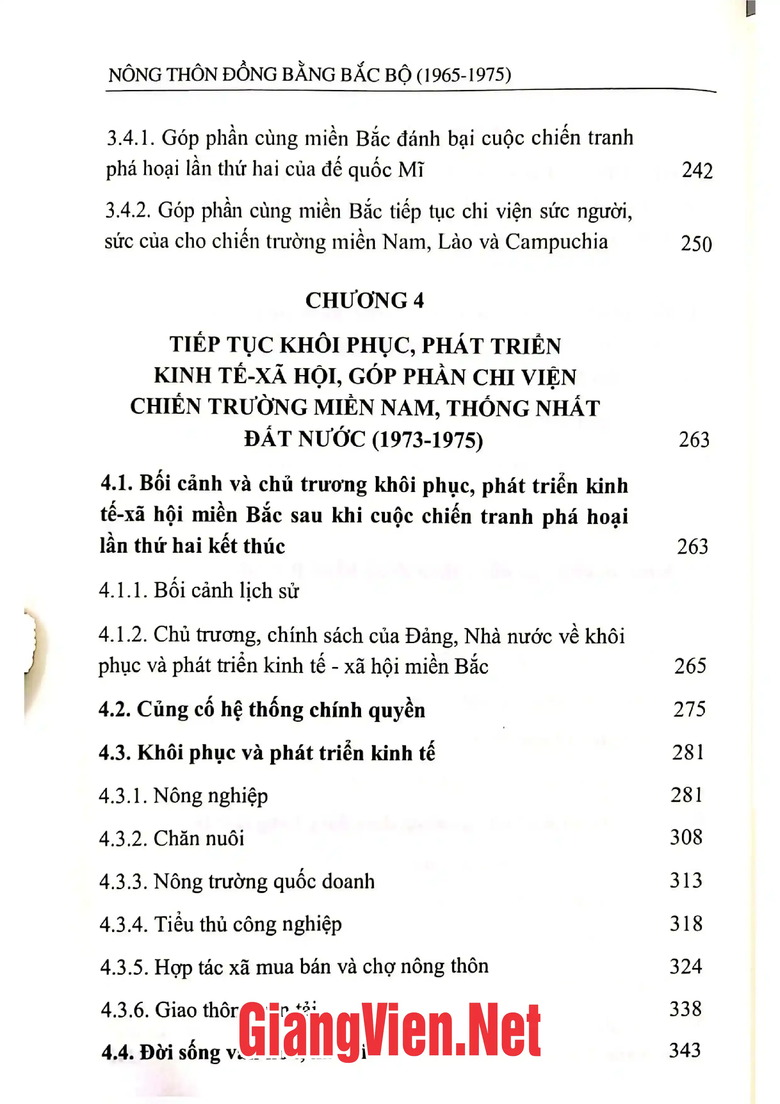 Mục lục chi tiết trang 3 sách Nông thôn đồng bằng Bắc Bộ 1965 - 1975