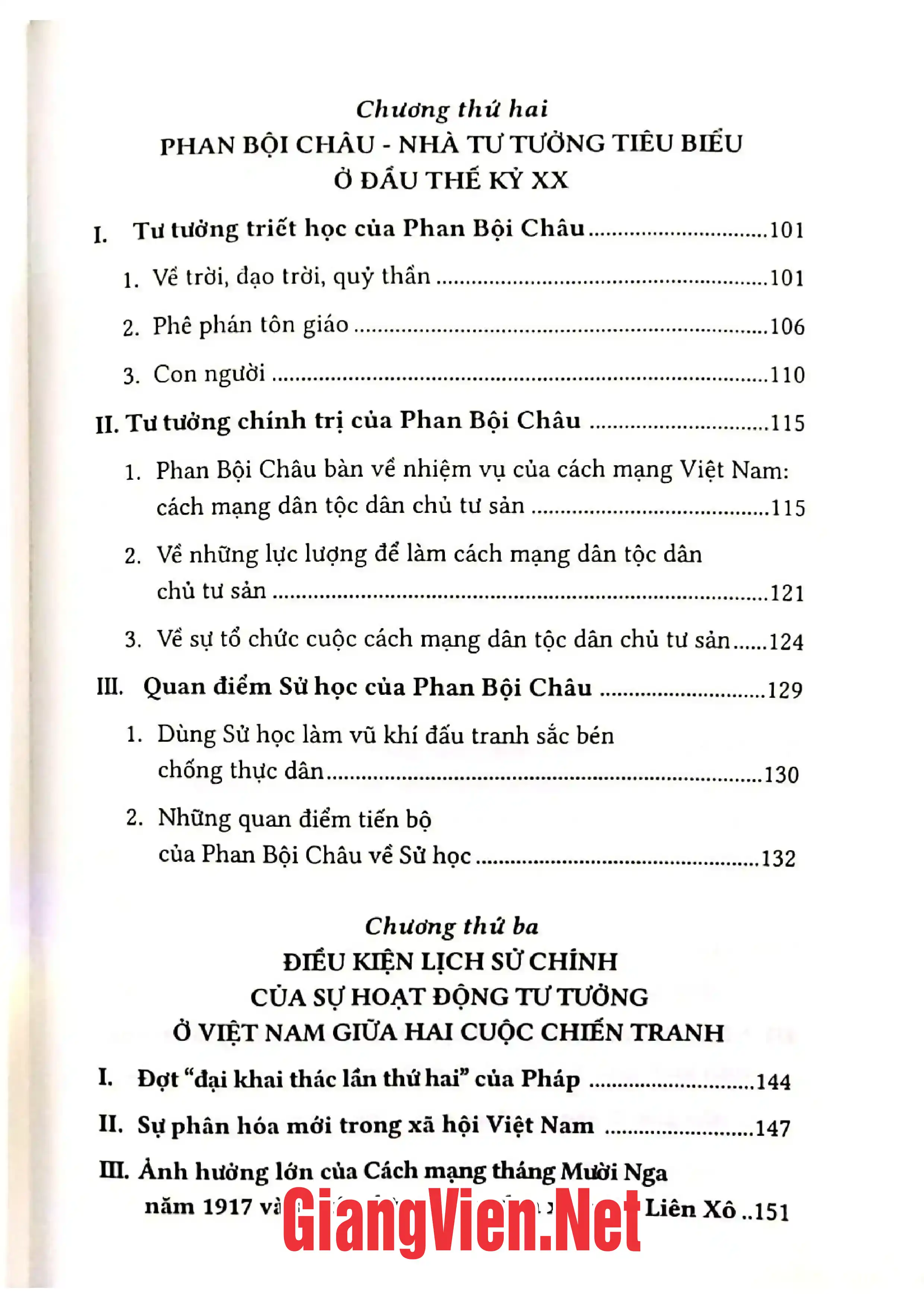 Mục lục chi tiết trang 2 sách Sự phát triển của tư tưởng Việt Nam từ thế kỷ 19 đến cách mạng tháng Tám, Tập 2