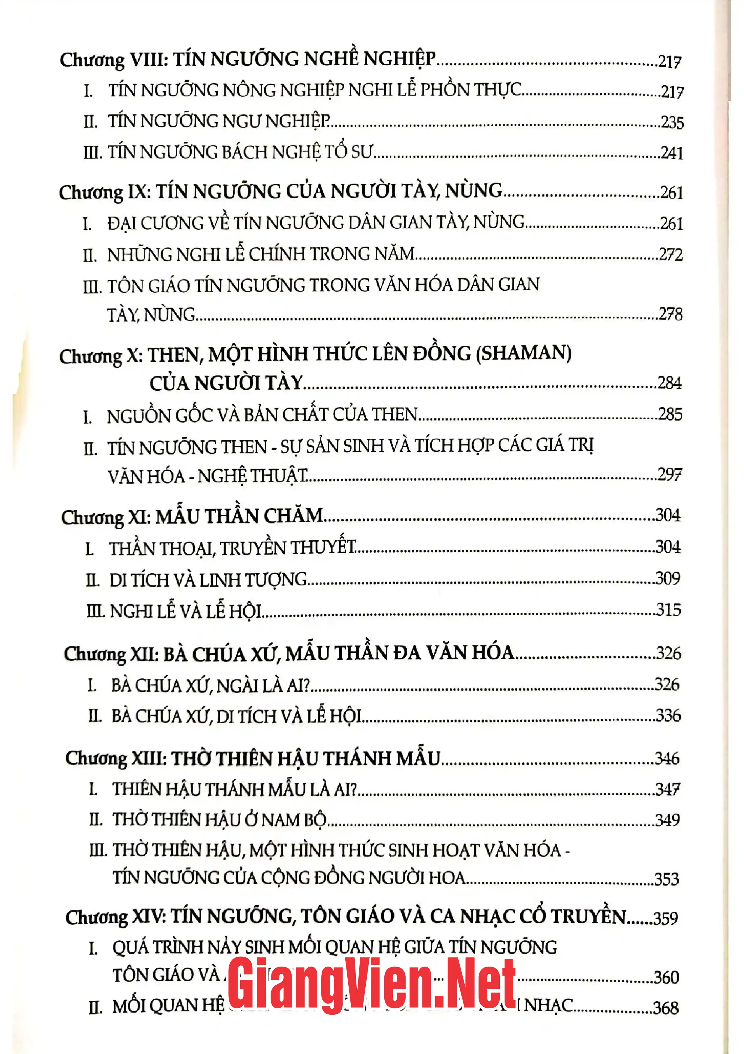 Mục lục chi tiết trang 1 sách Tín ngưỡng và văn hóa tín ngưỡng ở Việt Nam (Quyển 2)