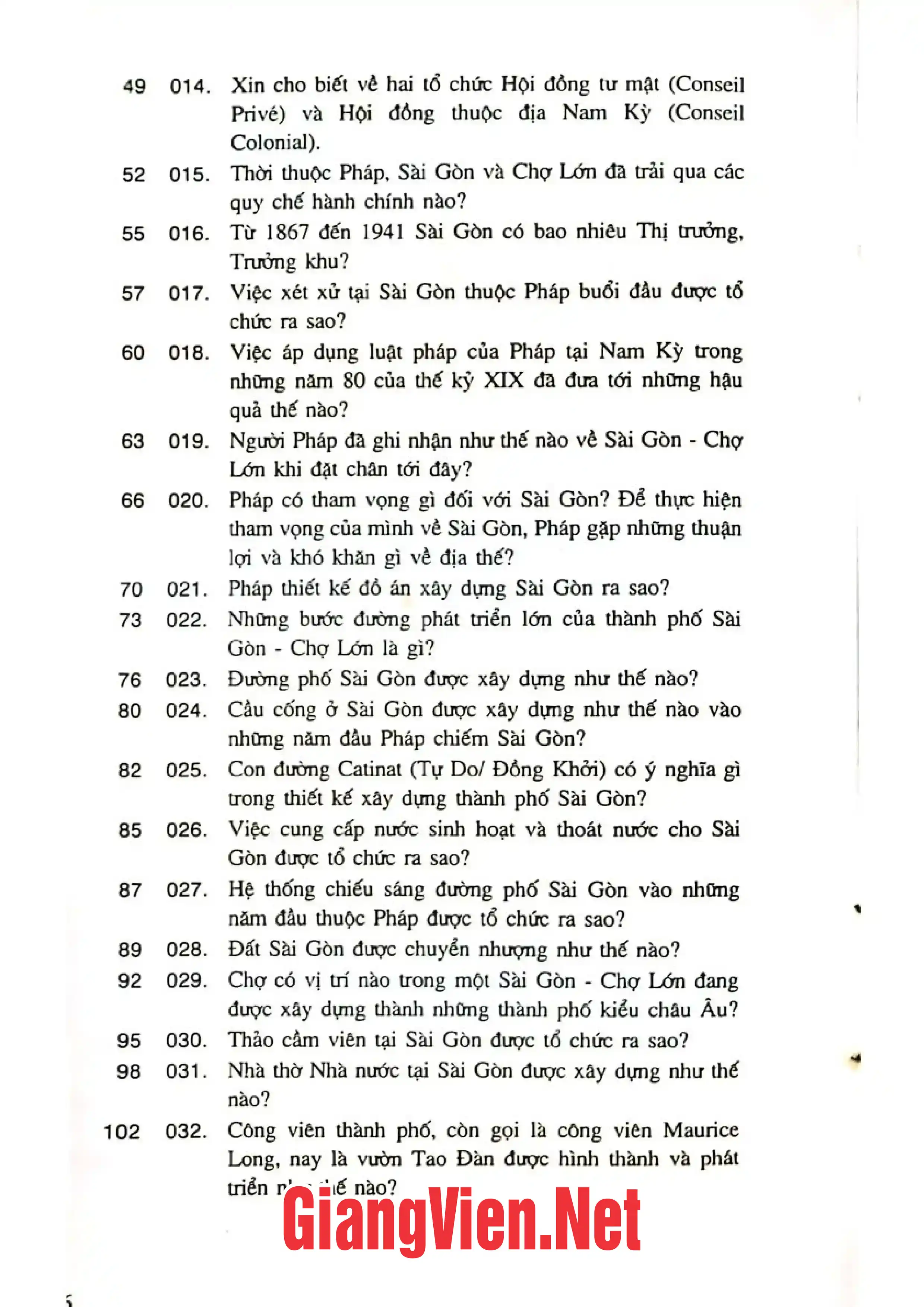 Mục lục chi tiết trang 1 sách Lịch sử Gia định- Sài Gòn thời kỳ 1862 -1945