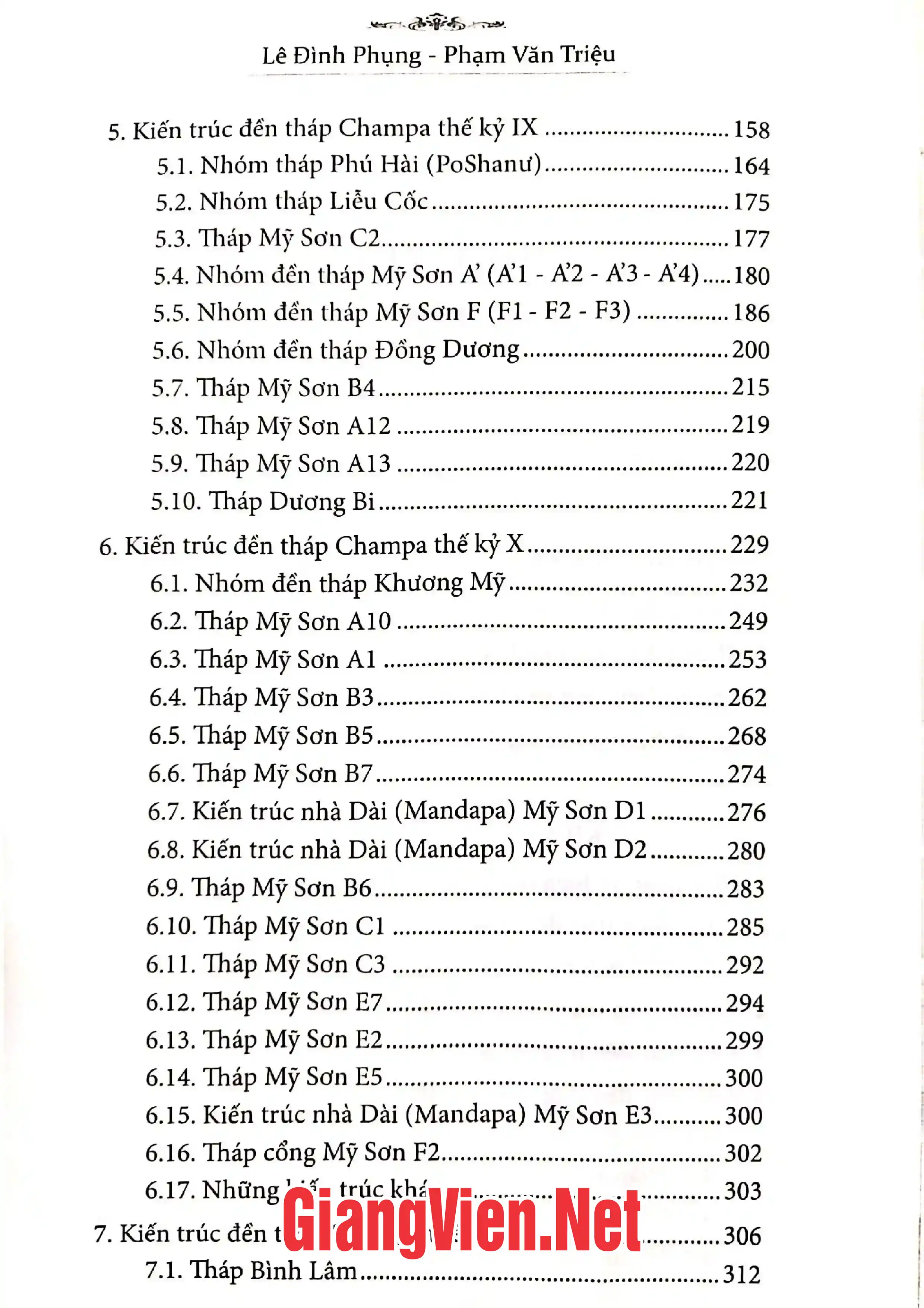 Mục lục chi tiết trang 1 sách Kiến trúc Champa trong lịch sử