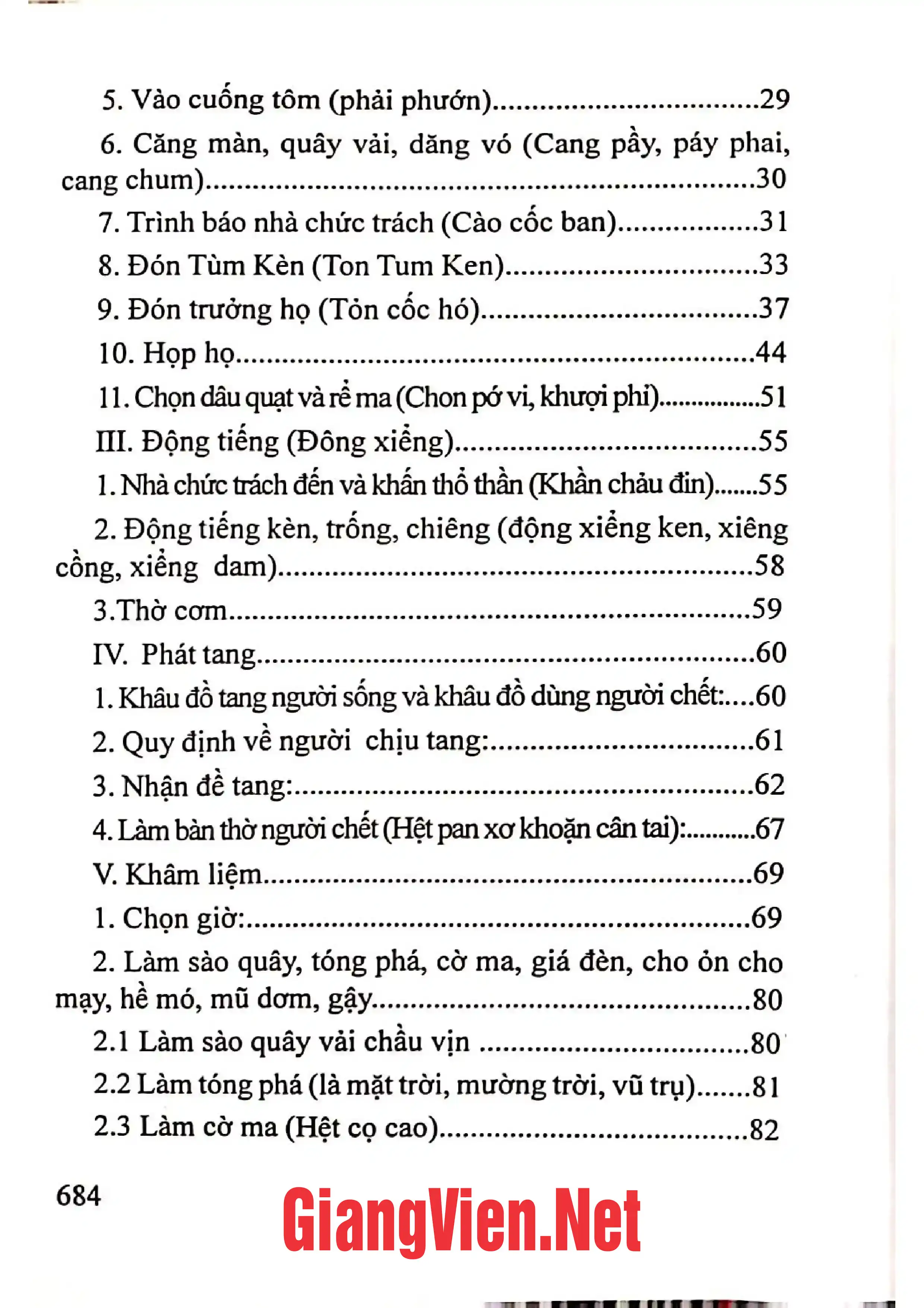 Mục lục chi tiết trang 1 sách Lễ tang họ Lò bản Tặt Quyển 1