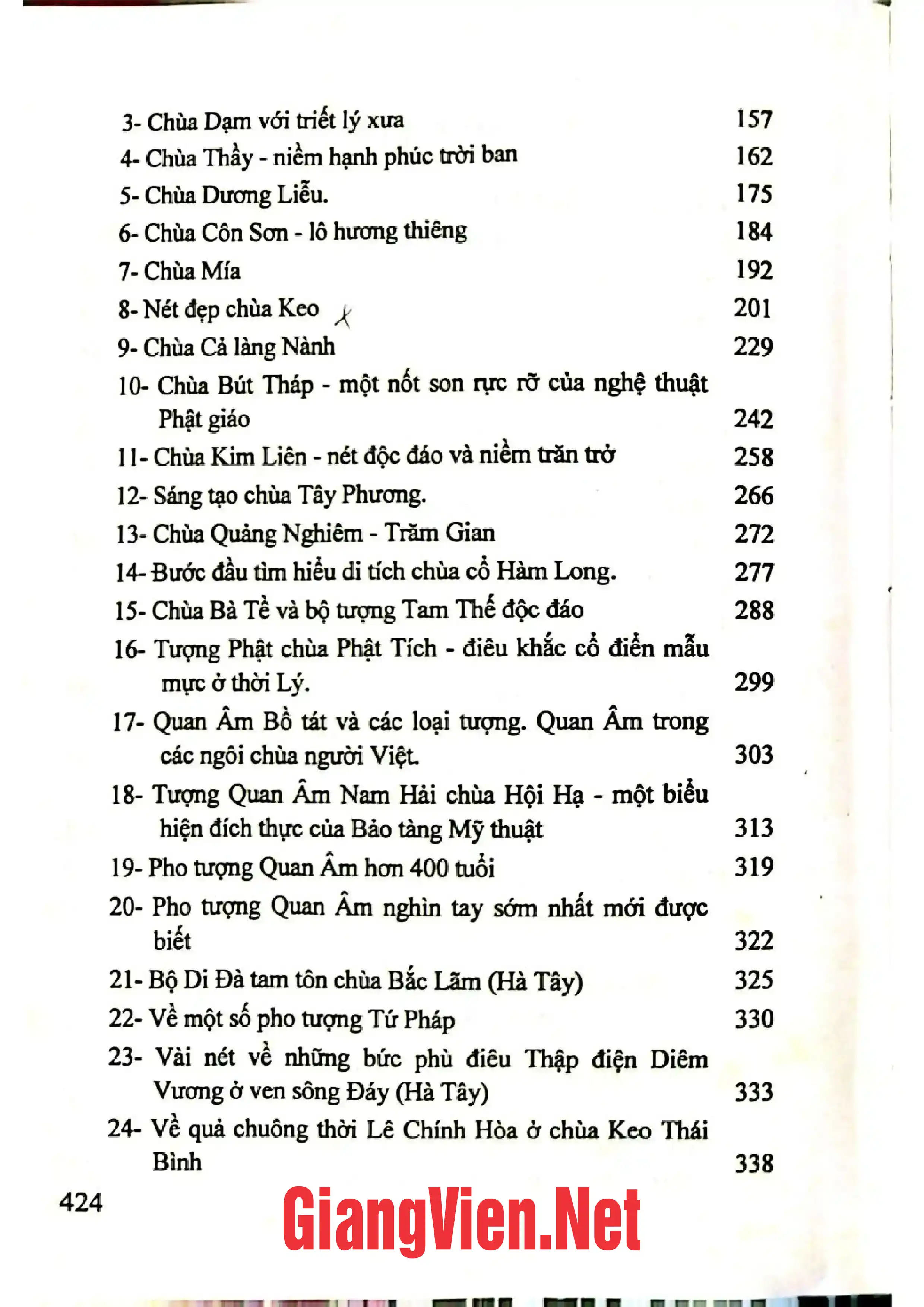 Mục lục chi tiết trang 1 sách Sáng giá chùa xưa mỹ thuật Phật giáo