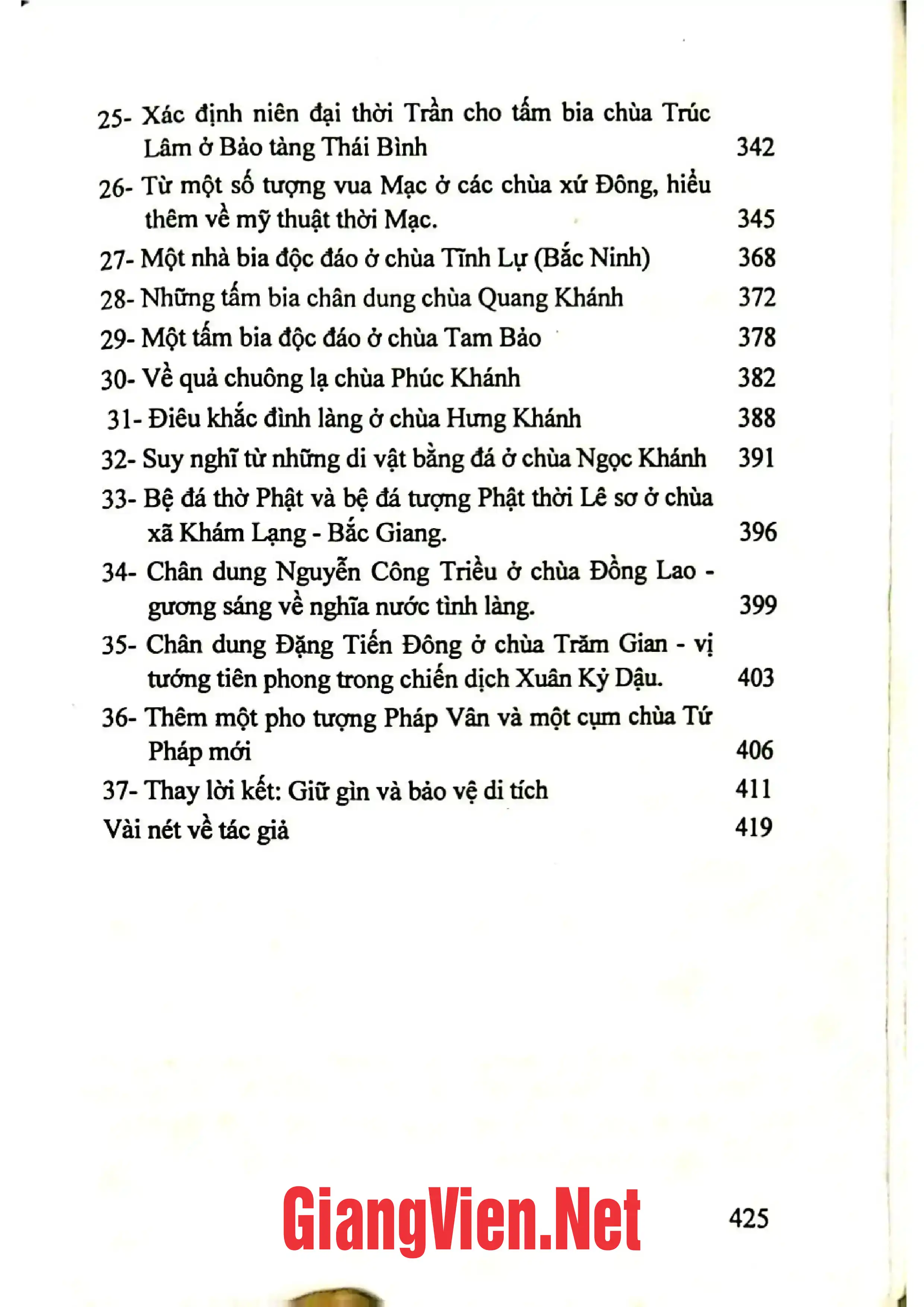 Mục lục chi tiết trang 2 sách Sáng giá chùa xưa mỹ thuật Phật giáo