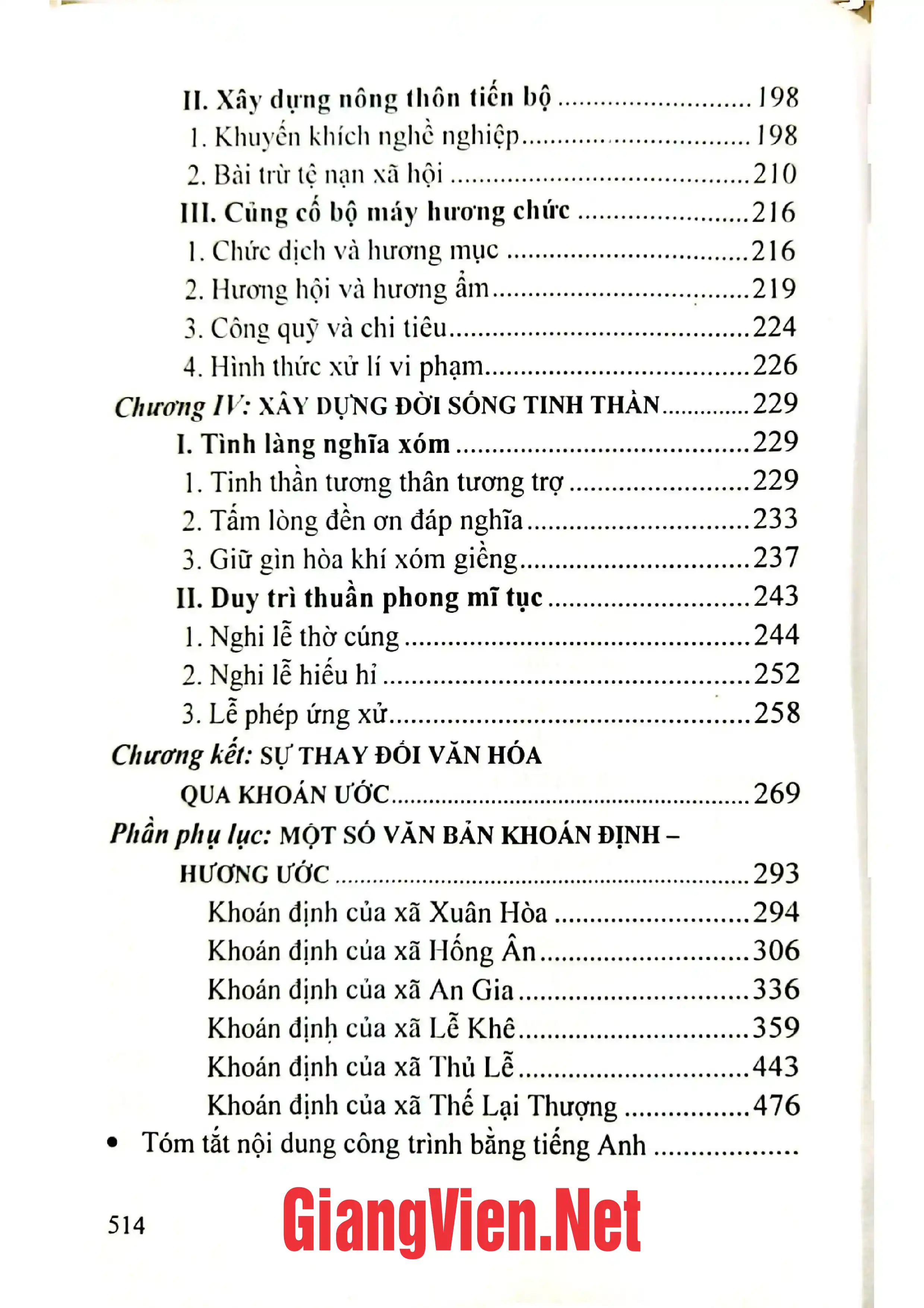 Mục lục chi tiết trang 1 sách Khoán định - Hương ước và nếp sống văn hóa làng xứ Huế thế kỷ XVII - đầu thế kỷ XX