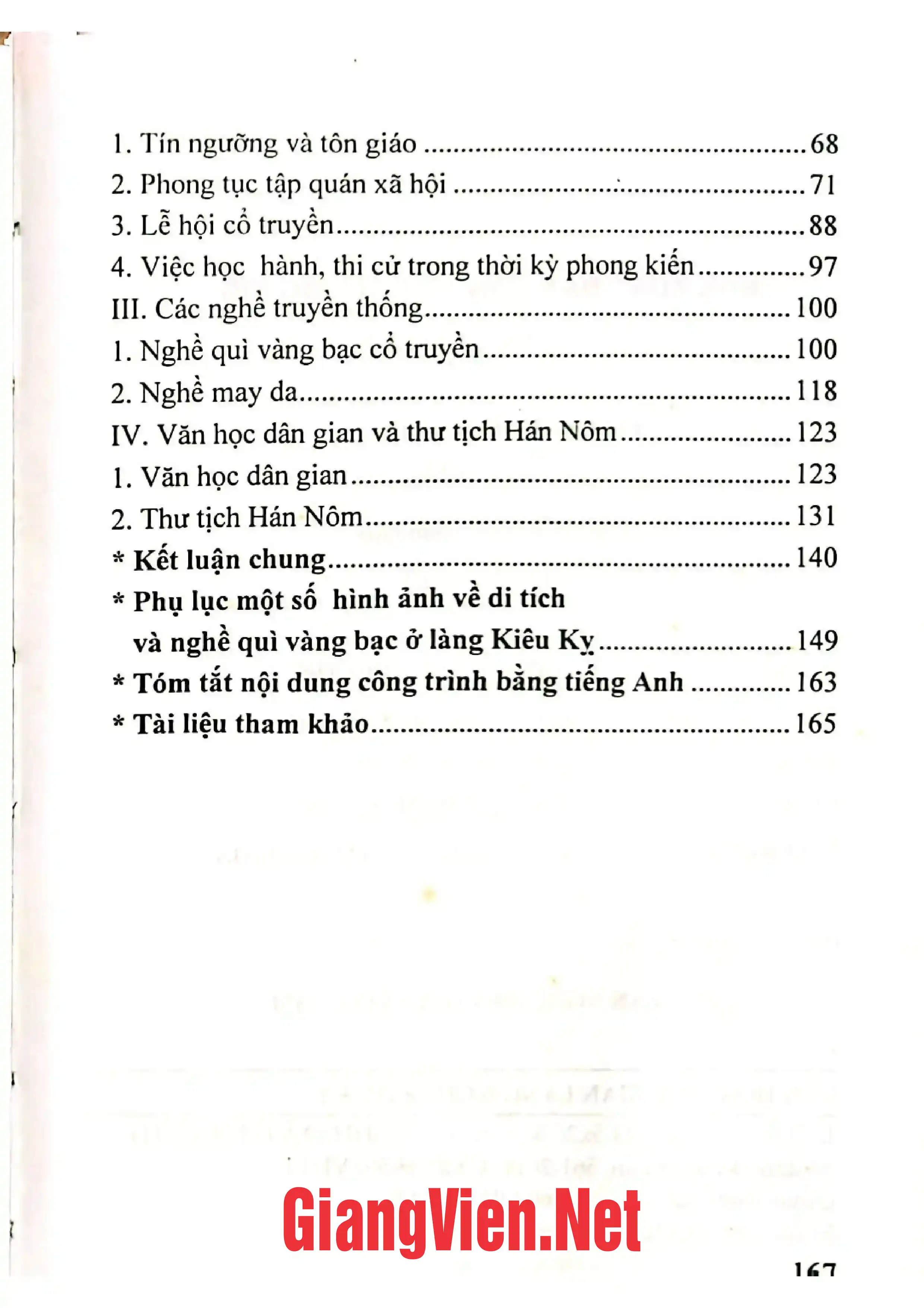 Mục lục chi tiết trang 1 sách Văn hóa dân gian làng nghề kiêu kỵ