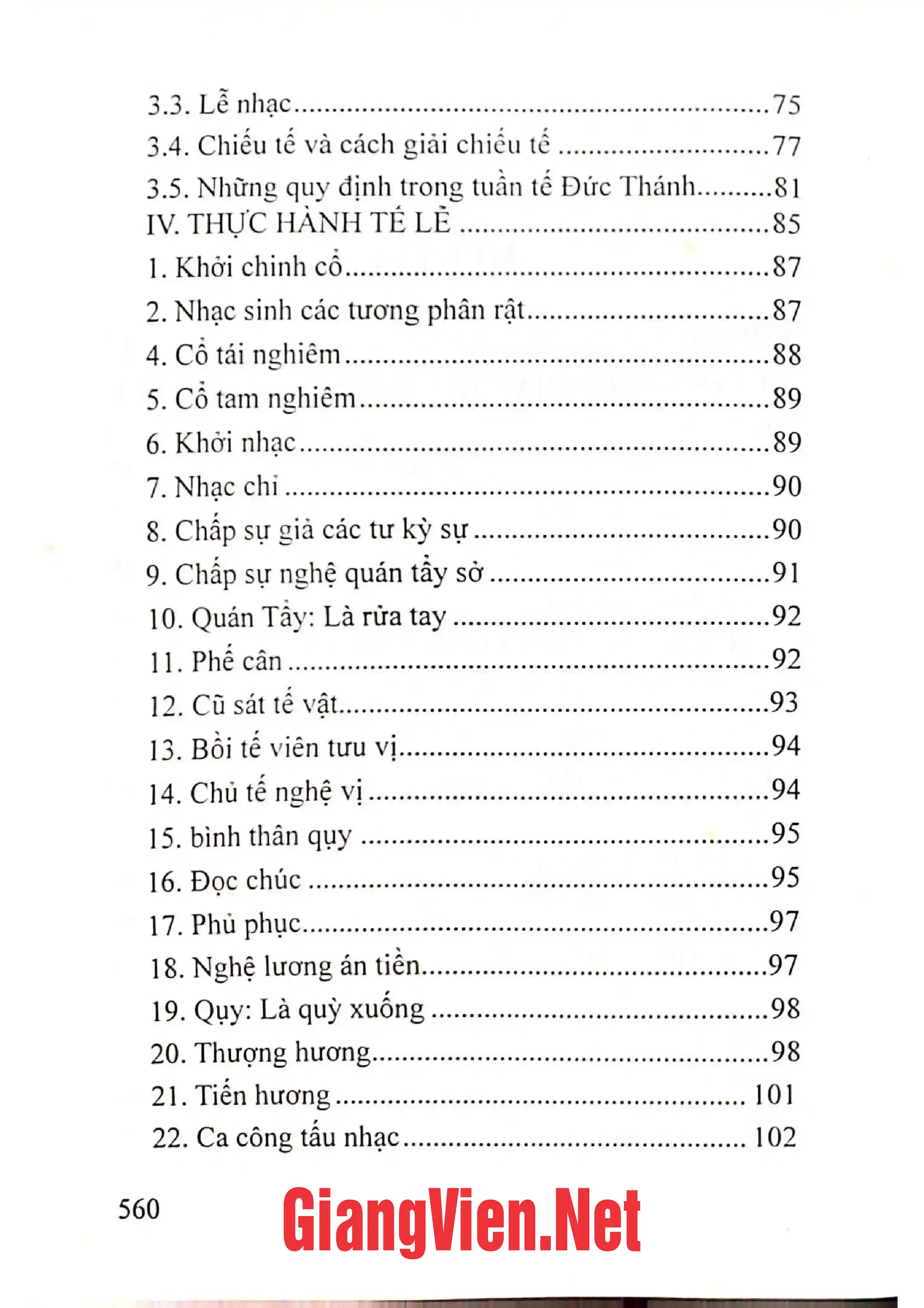 Mục lục chi tiết trang 1 sách Những nghi lễ và Cakệ ở đền Điềm