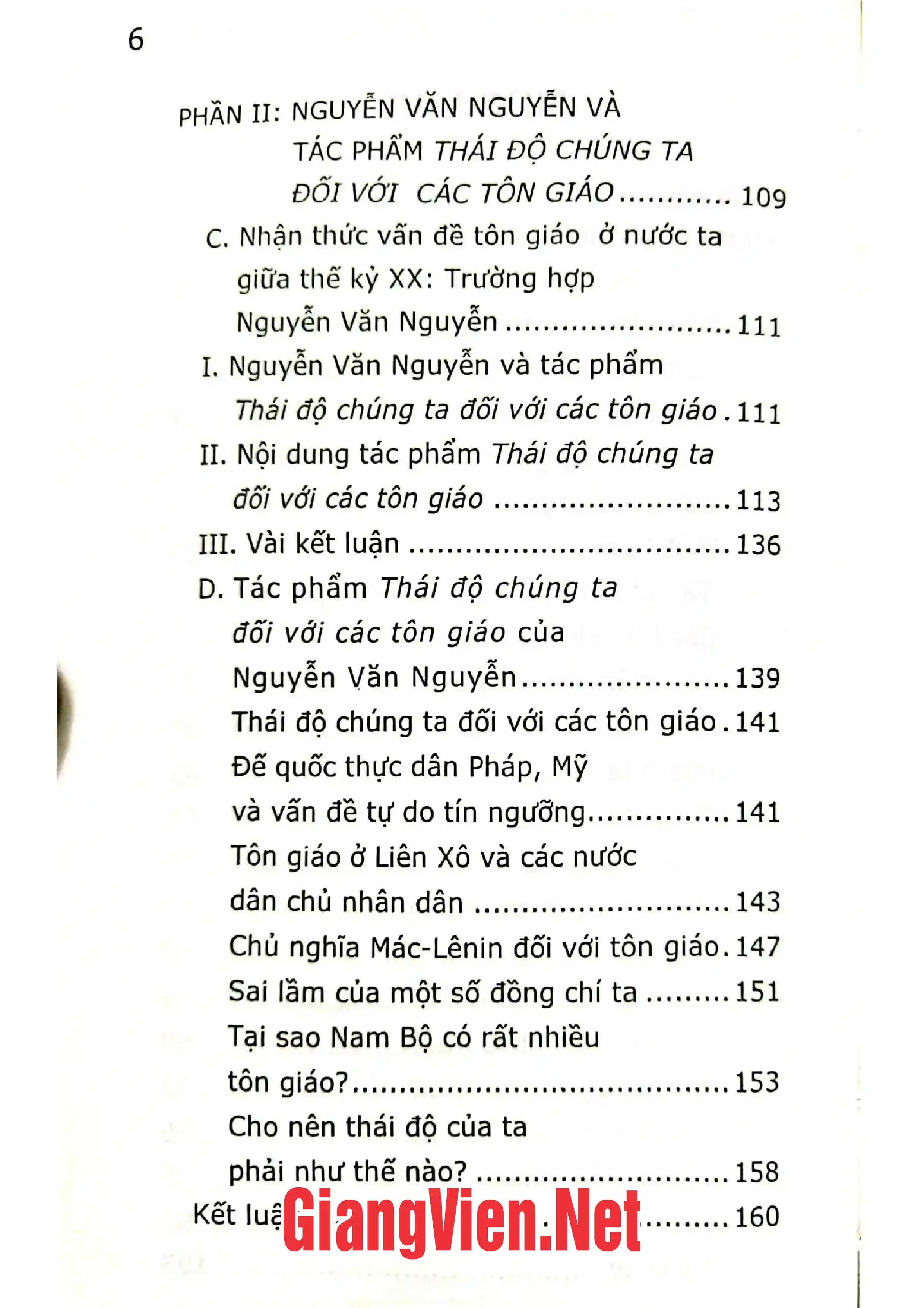 Mục lục chi tiết trang 1 sách Bàn về tôn giáo nghiên cứu, sưu tầm, chú giải