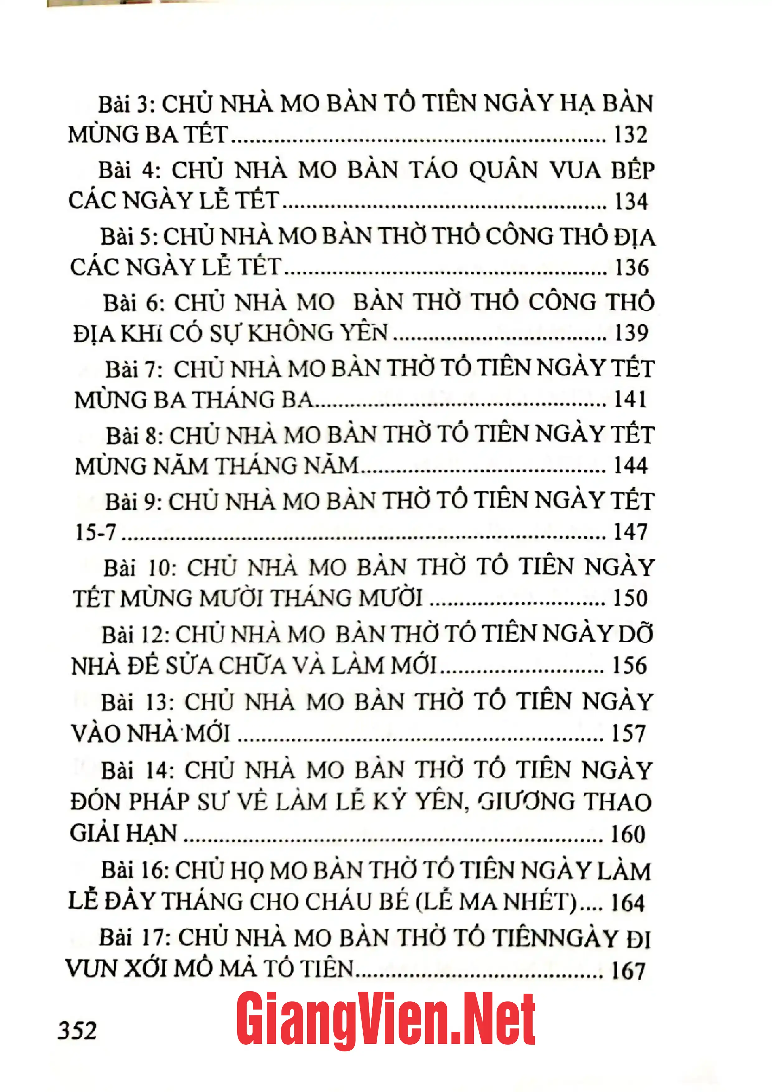 Mục lục chi tiết trang 3 sách Văn hóa tín ngưỡng Tày các bài mo cho chủ hộ - chủ họ nghi lễ then tảo mộ