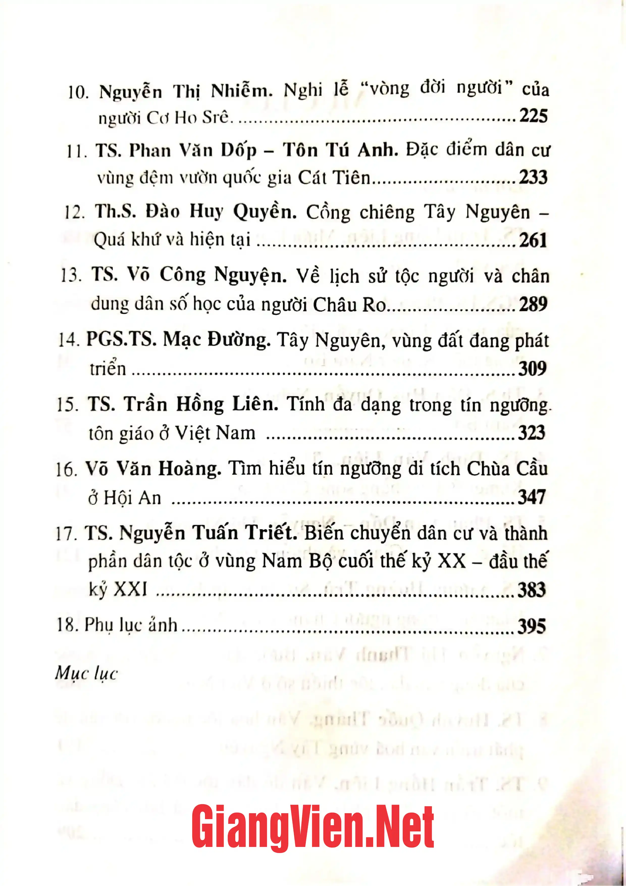 Mục lục chi tiết trang 1 sách Nam Bộ dân tộc và tôn giáo