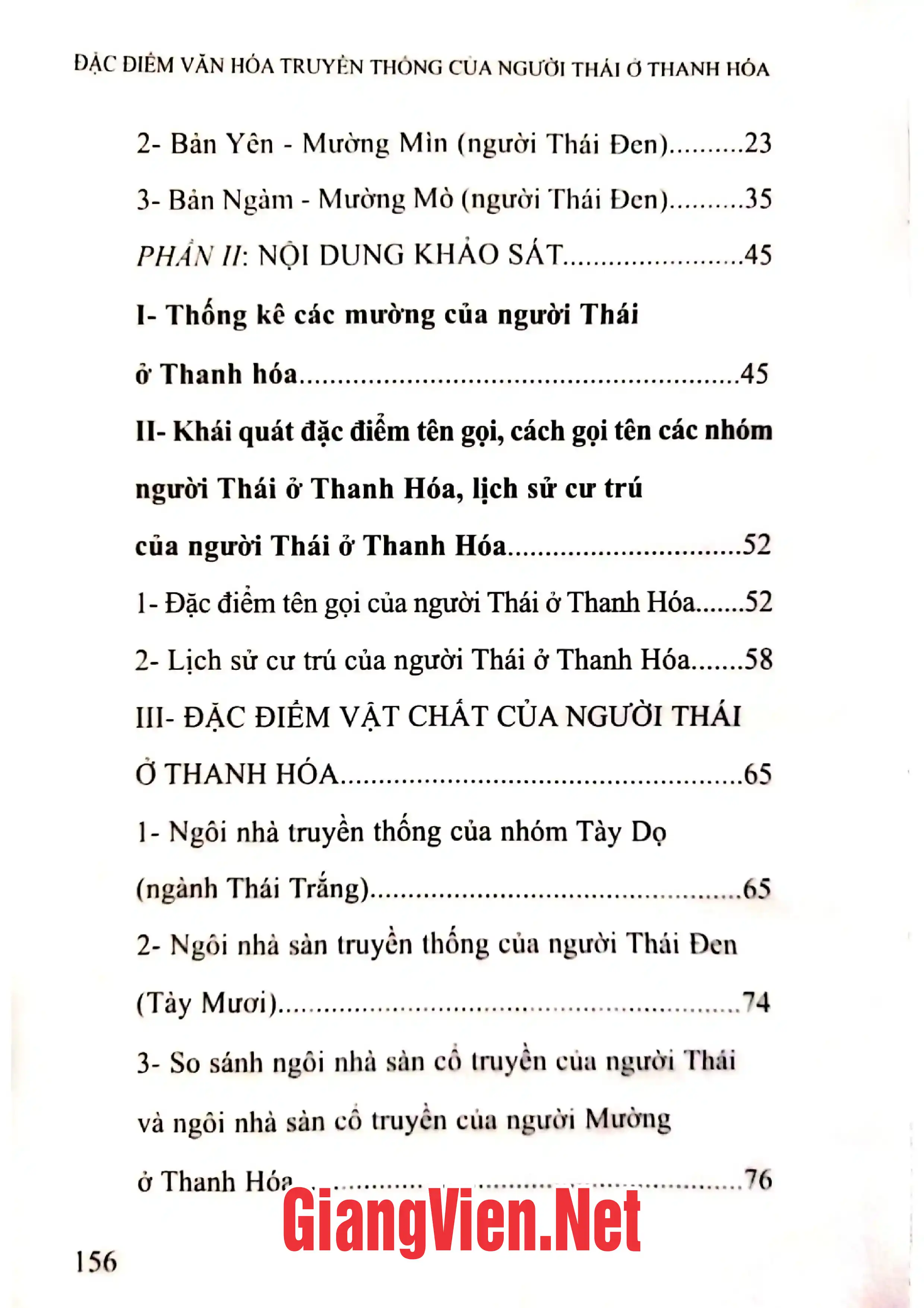 Mục lục chi tiết trang 1 sách Đặc điểm văn hóa truyền thống của người Thái ở Thanh Hóa