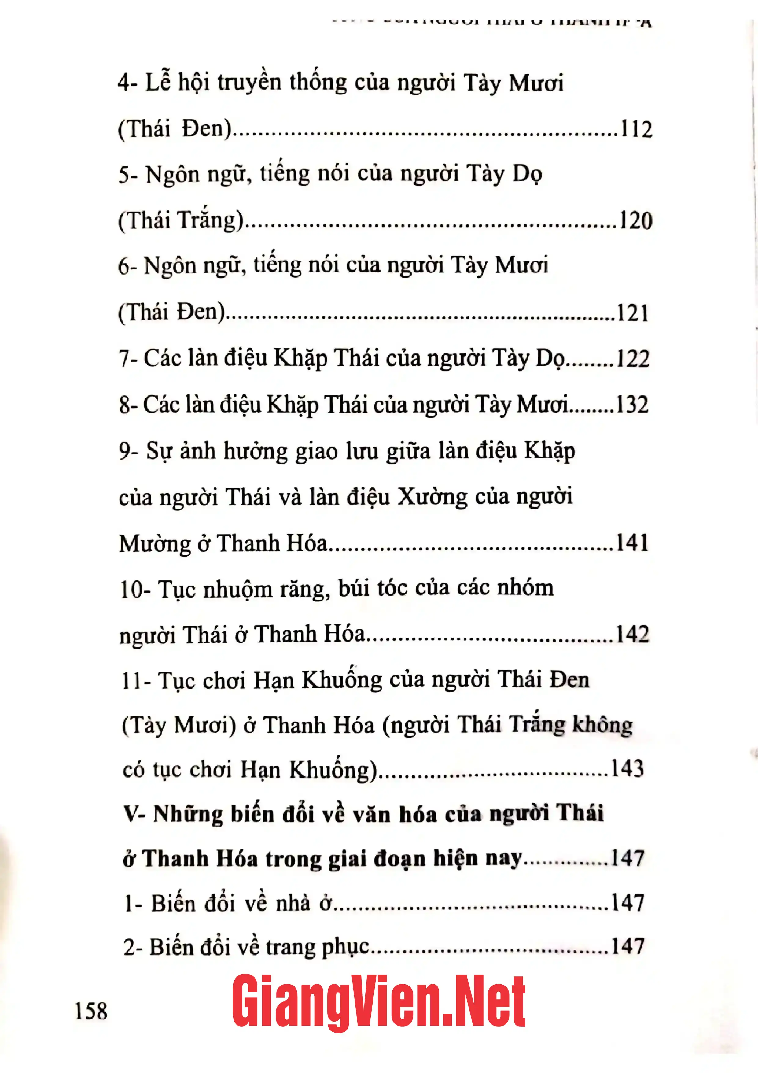 Mục lục chi tiết trang 3 sách Đặc điểm văn hóa truyền thống của người Thái ở Thanh Hóa