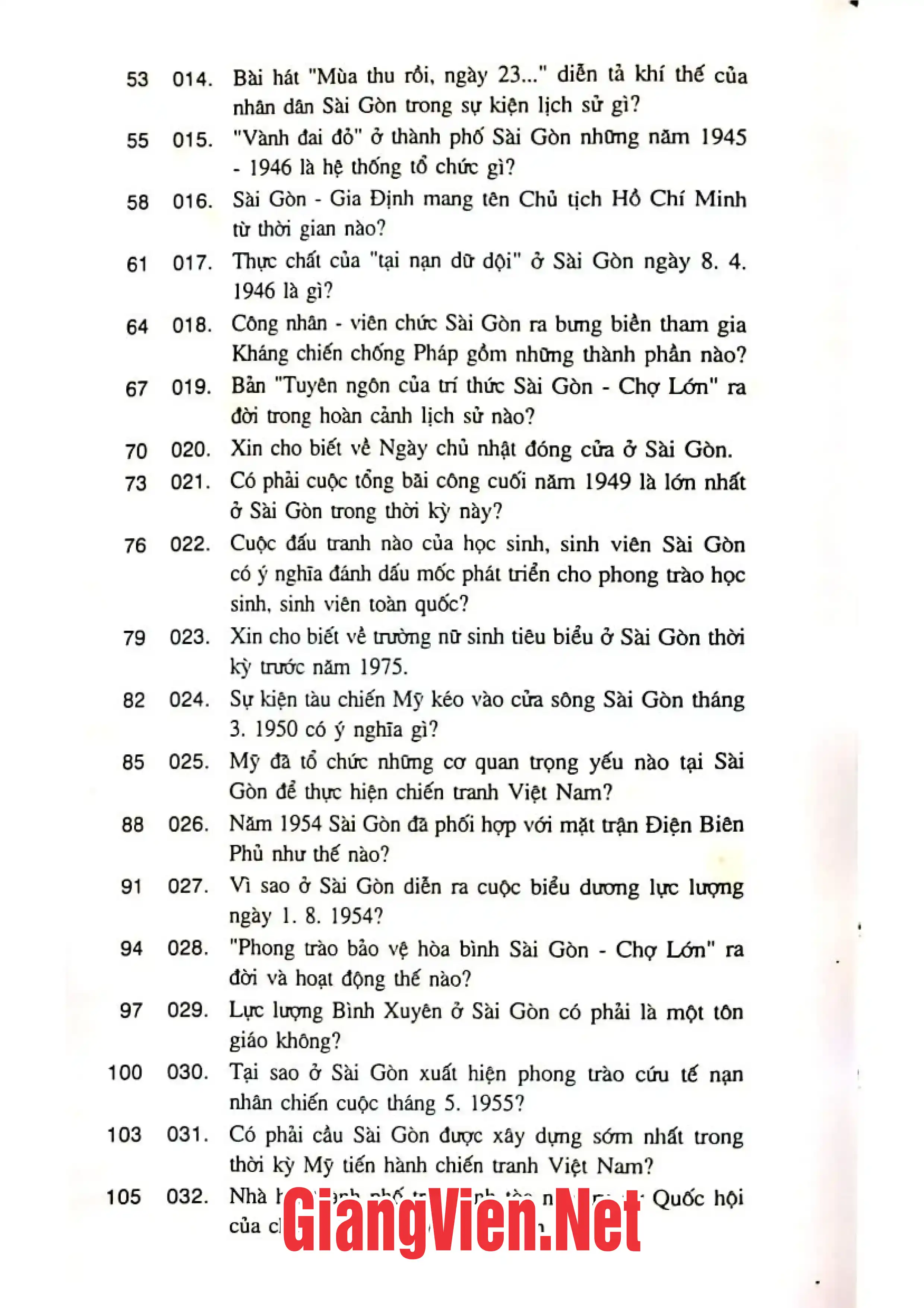 Mục lục chi tiết trang 1 sách Lịch sử Sài Gòn thời kỳ 1945-1975