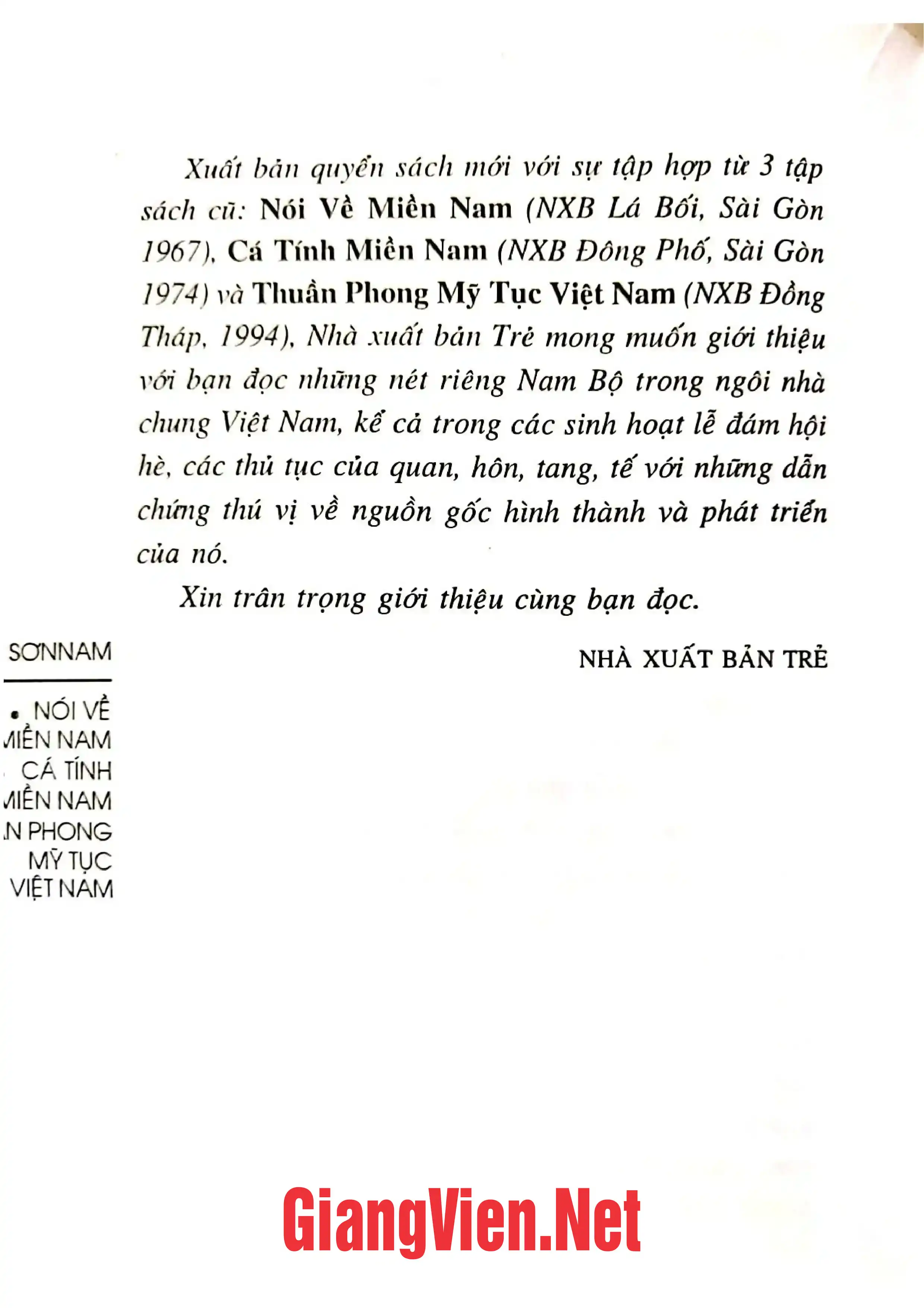 Mục lục chi tiết trang 2 sách Nói về miền Nam Cá tính miền Nam Thuần phong mỹ tục Việt Nam