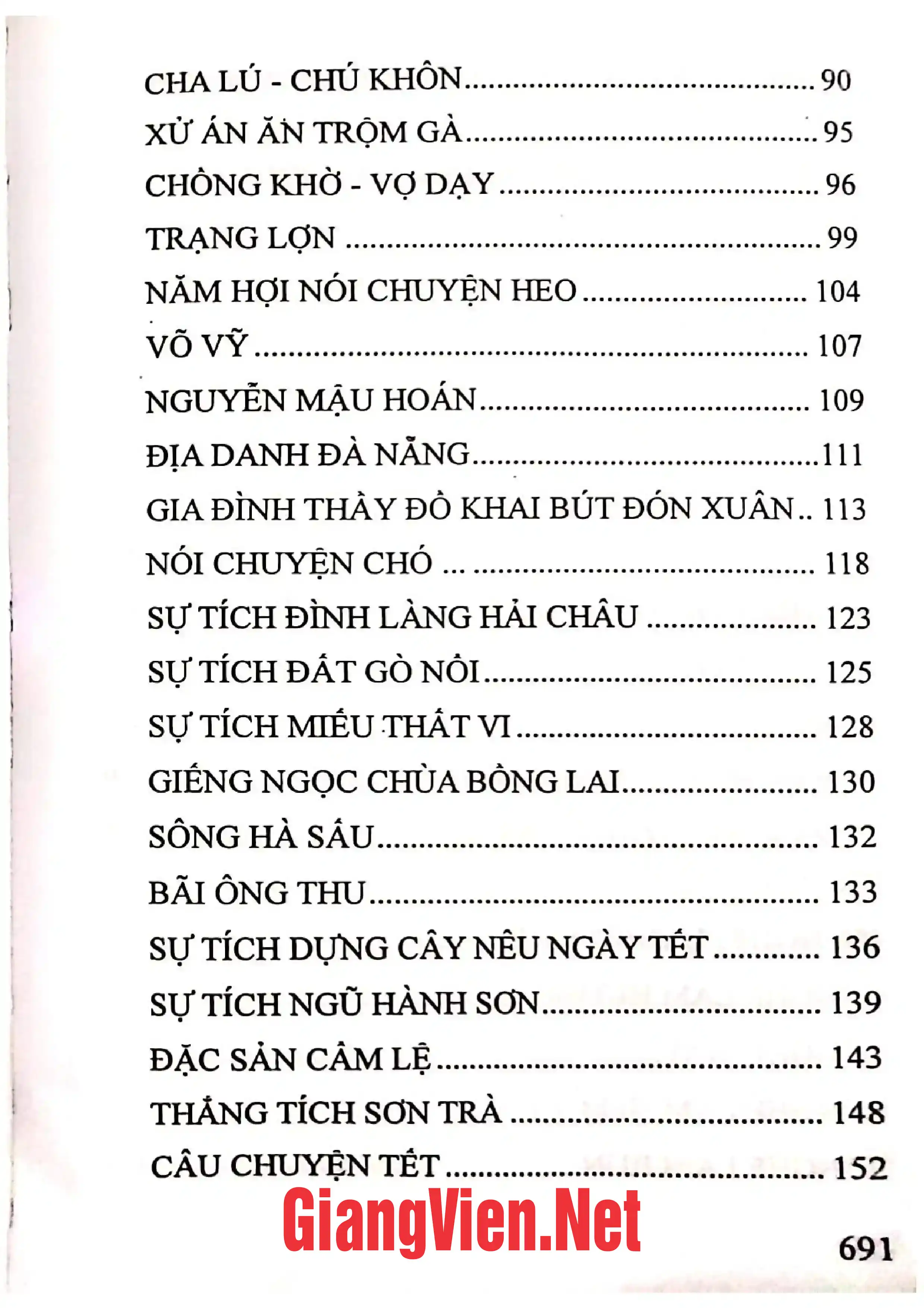 Mục lục chi tiết trang 2 sách Văn hóa dân gian quanh lũy tre làng