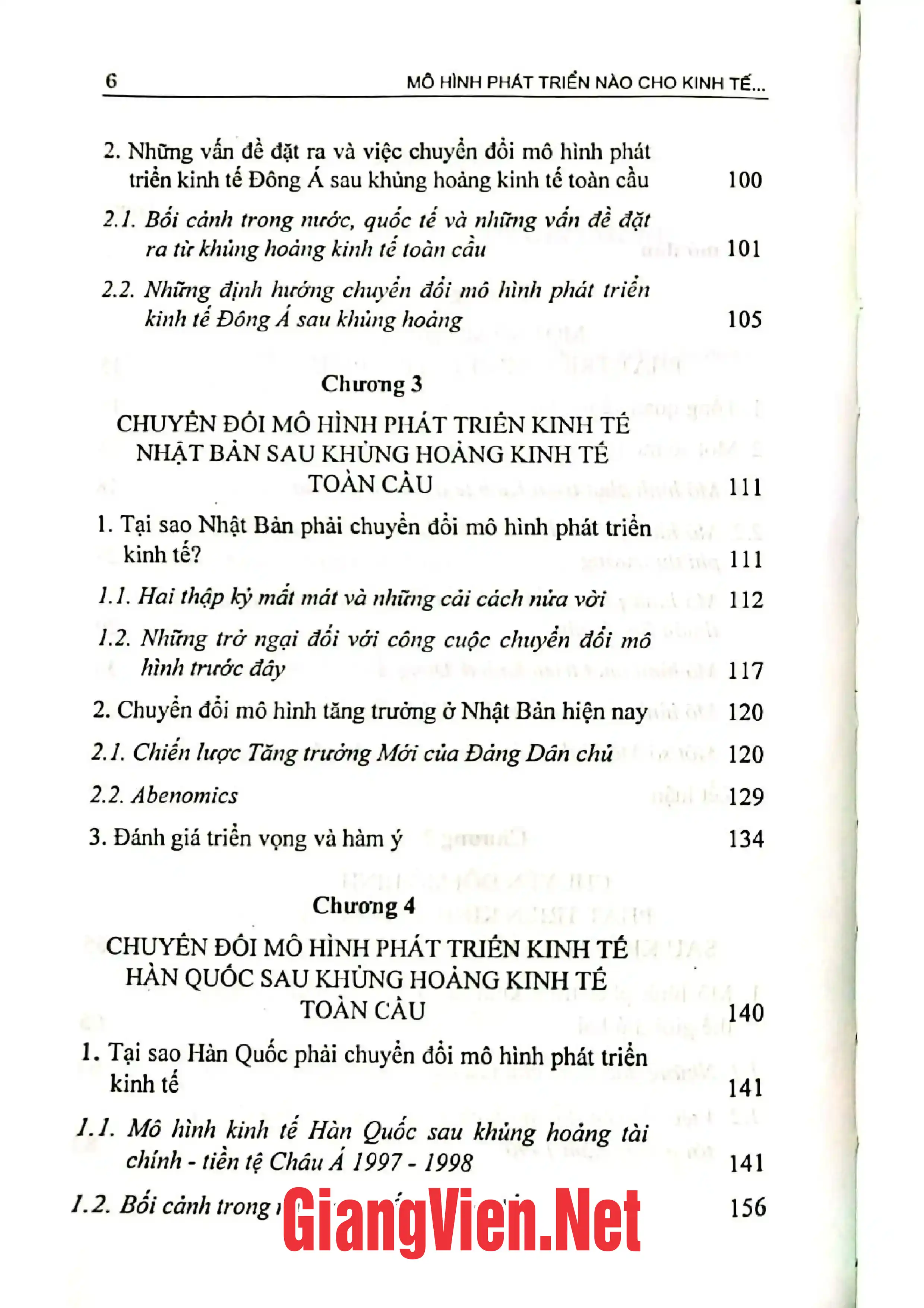 Mục lục chi tiết trang 1 sách Mô hình phát triển nào cho kinh tế Đông và Đông Nam á sau khủng hoảng kinh tế toàn cầu