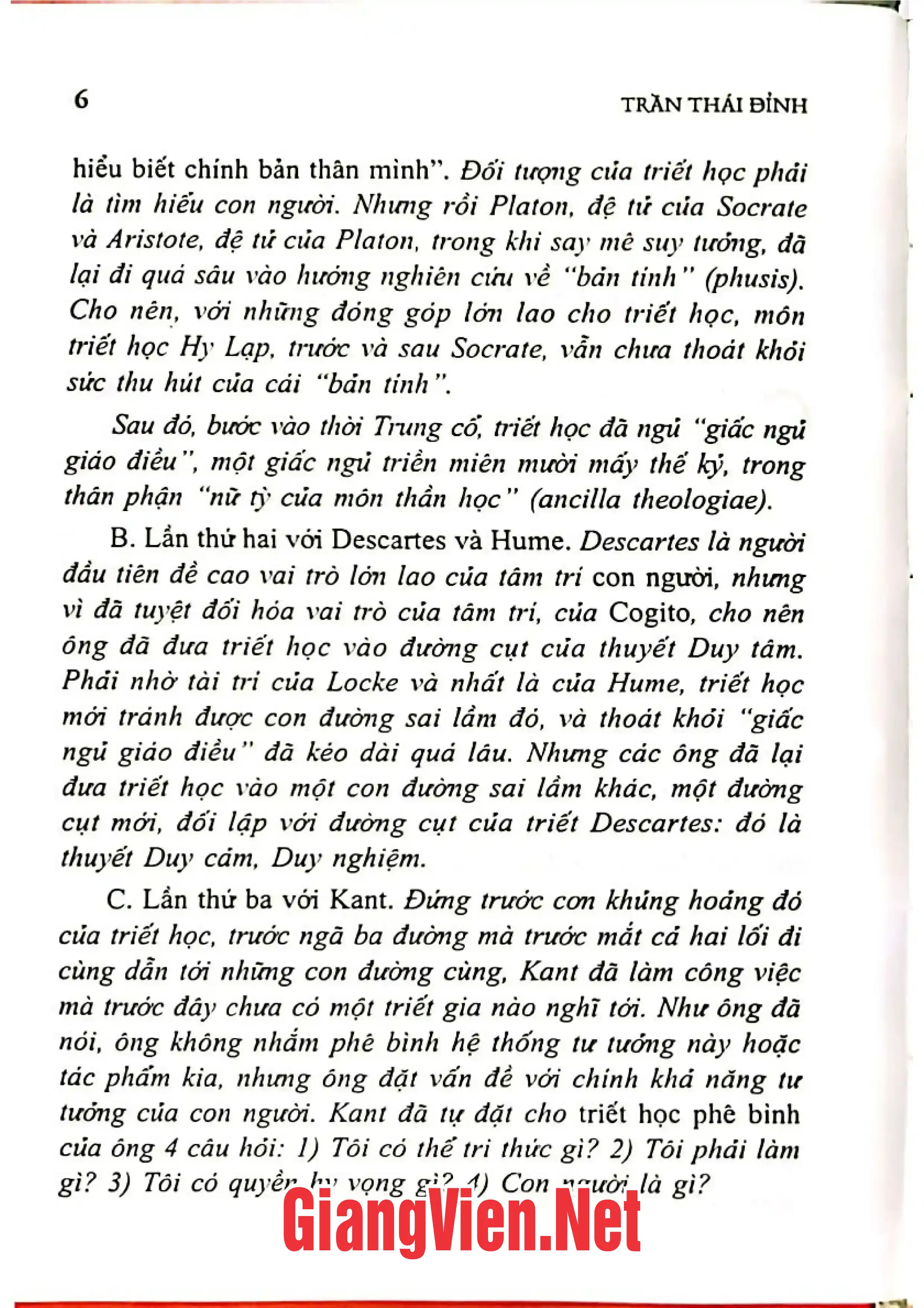 Mục lục chi tiết trang 3 sách Triết học Kant