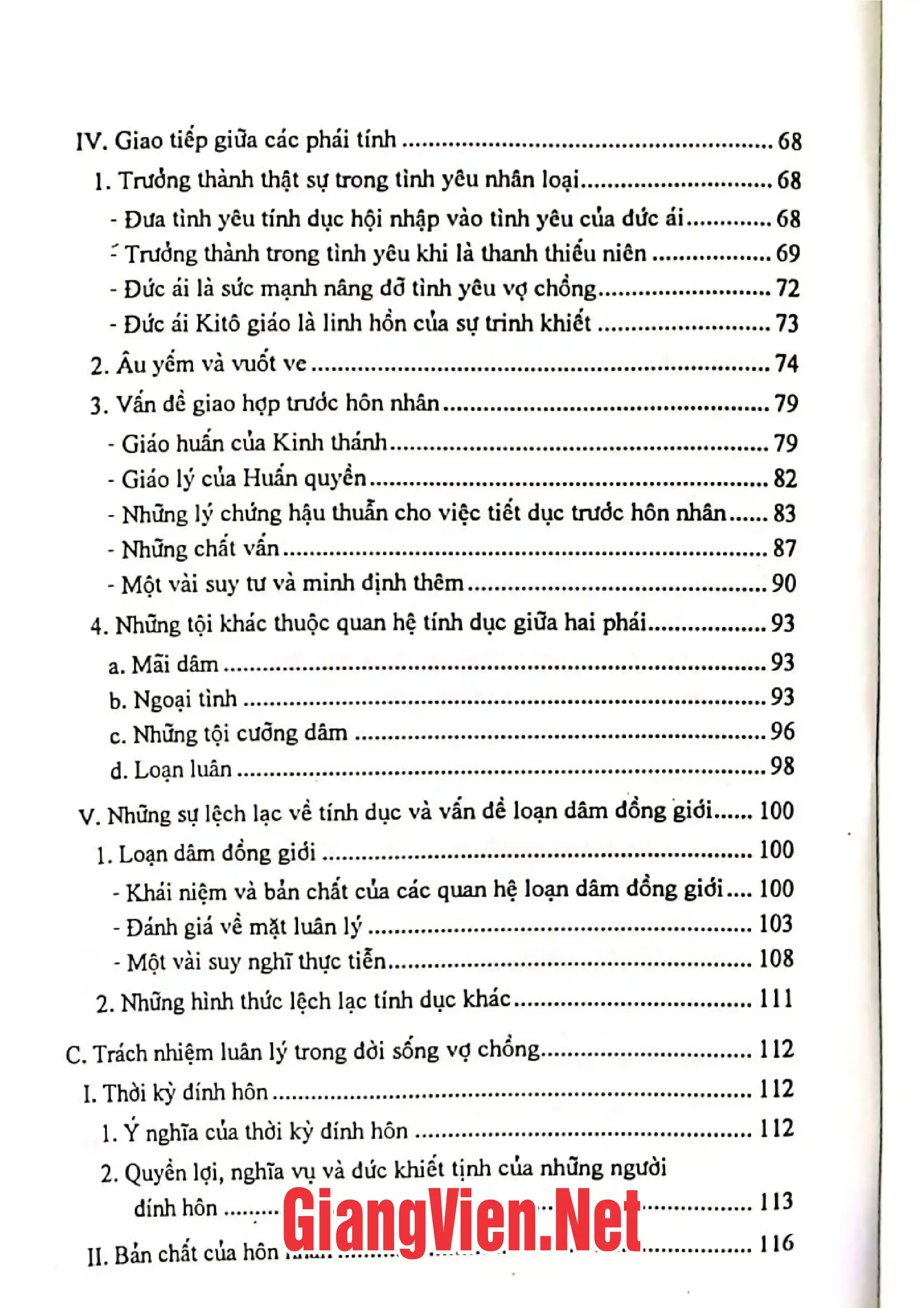 Mục lục chi tiết trang 1 sách Thần học luân lý chuyên biệt, Tập III