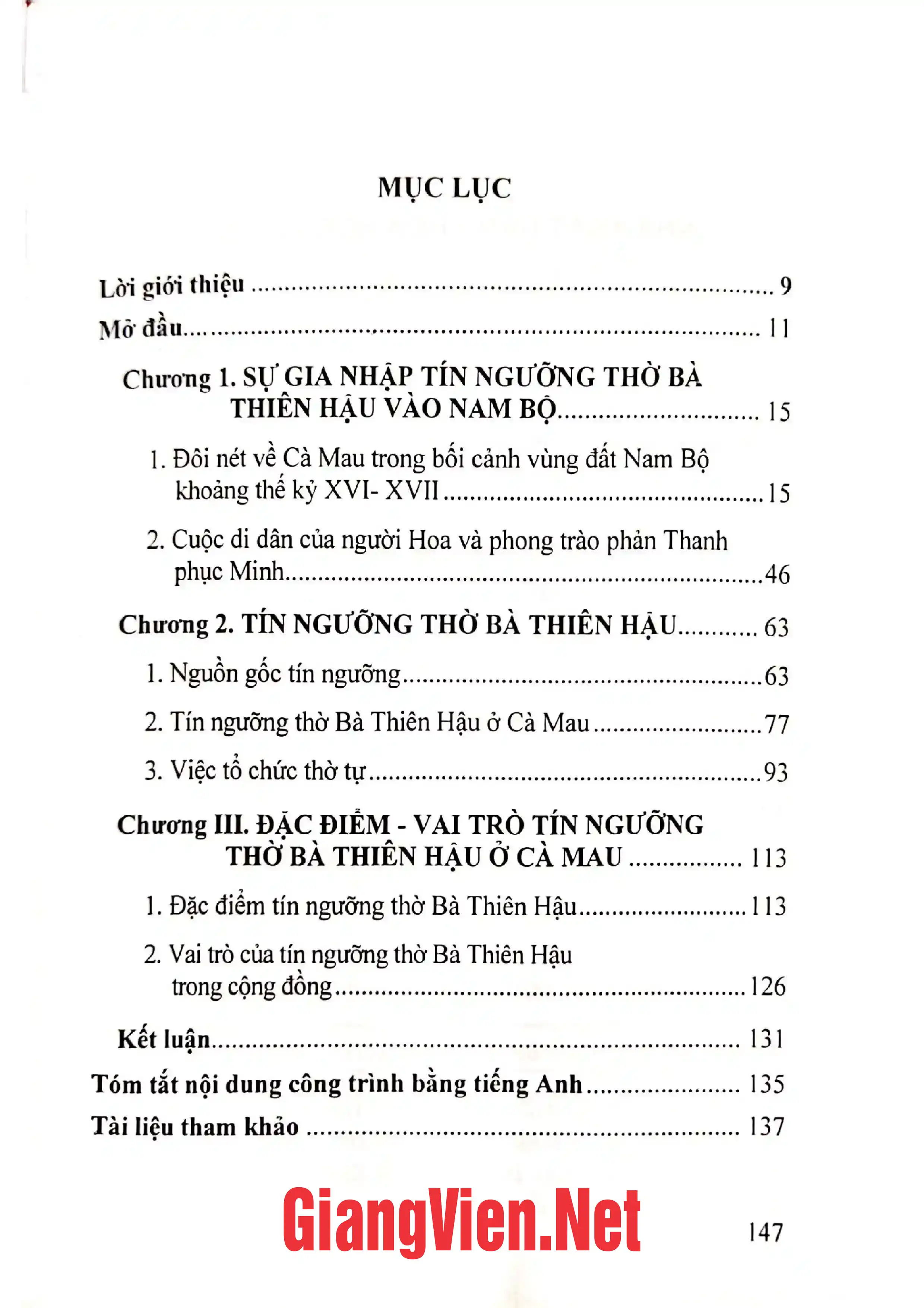 Ảnh minh họa nội dung cuốn sách: Tín ngưỡng thờ Bà Thiên Hậu ở Cà Mau