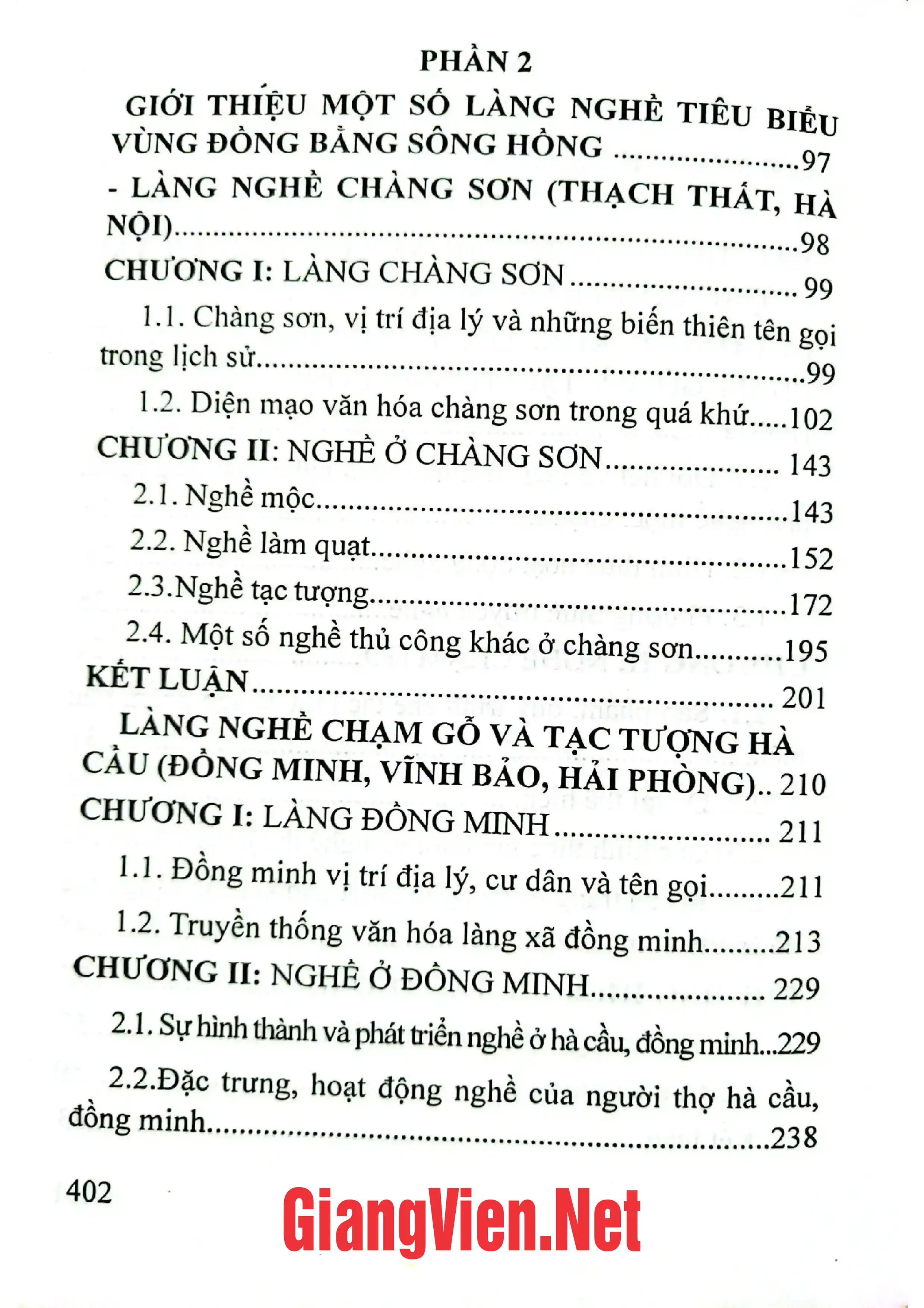 Mục lục chi tiết trang 1 sách Nghệ thuật chạm gỗ và tạc tượng đồng bằng sông Hồng