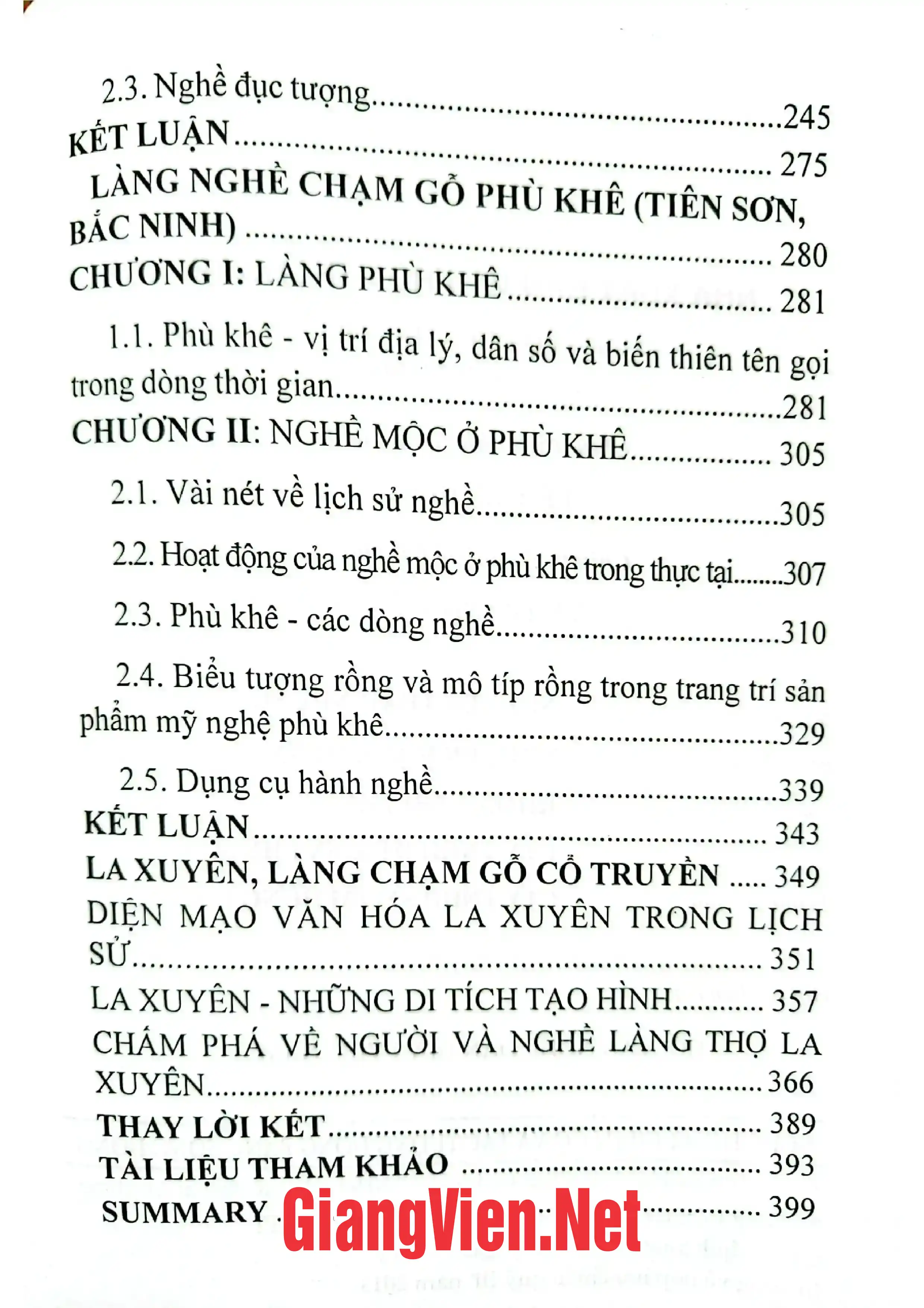 Mục lục chi tiết trang 2 sách Nghệ thuật chạm gỗ và tạc tượng đồng bằng sông Hồng
