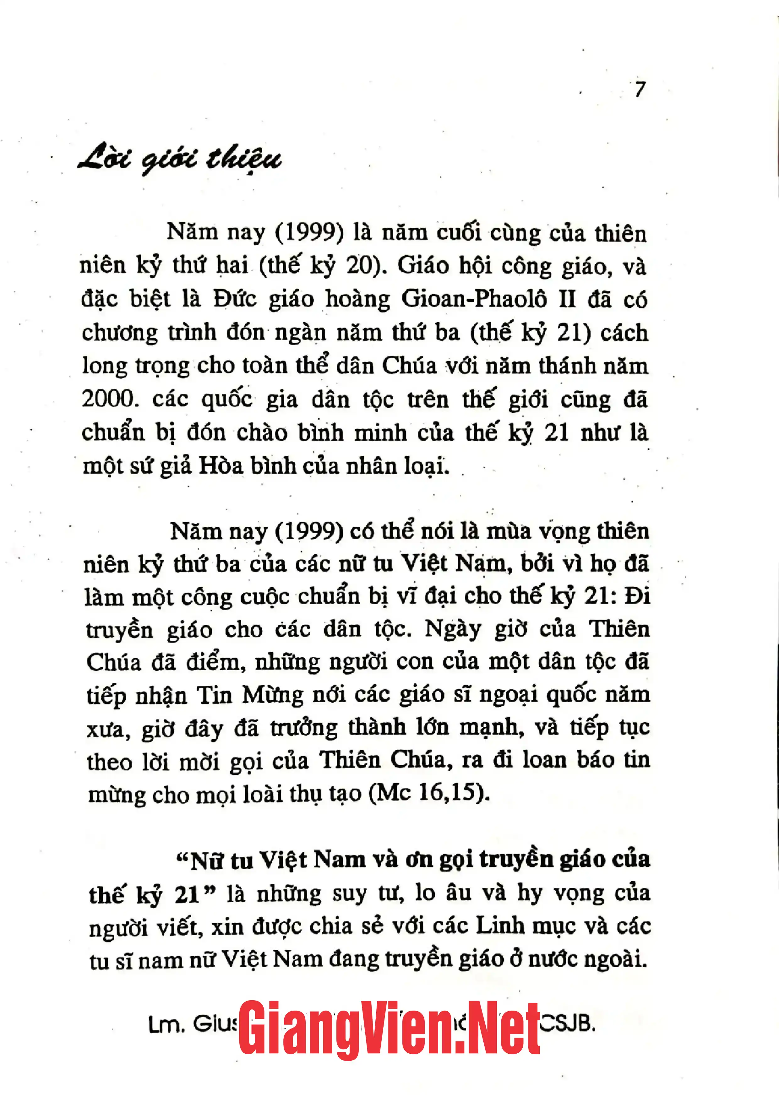 Mục lục chi tiết trang 1 sách Nữ tu Việt Nam và ơn gọi truyền giáo của thế kỷ 21