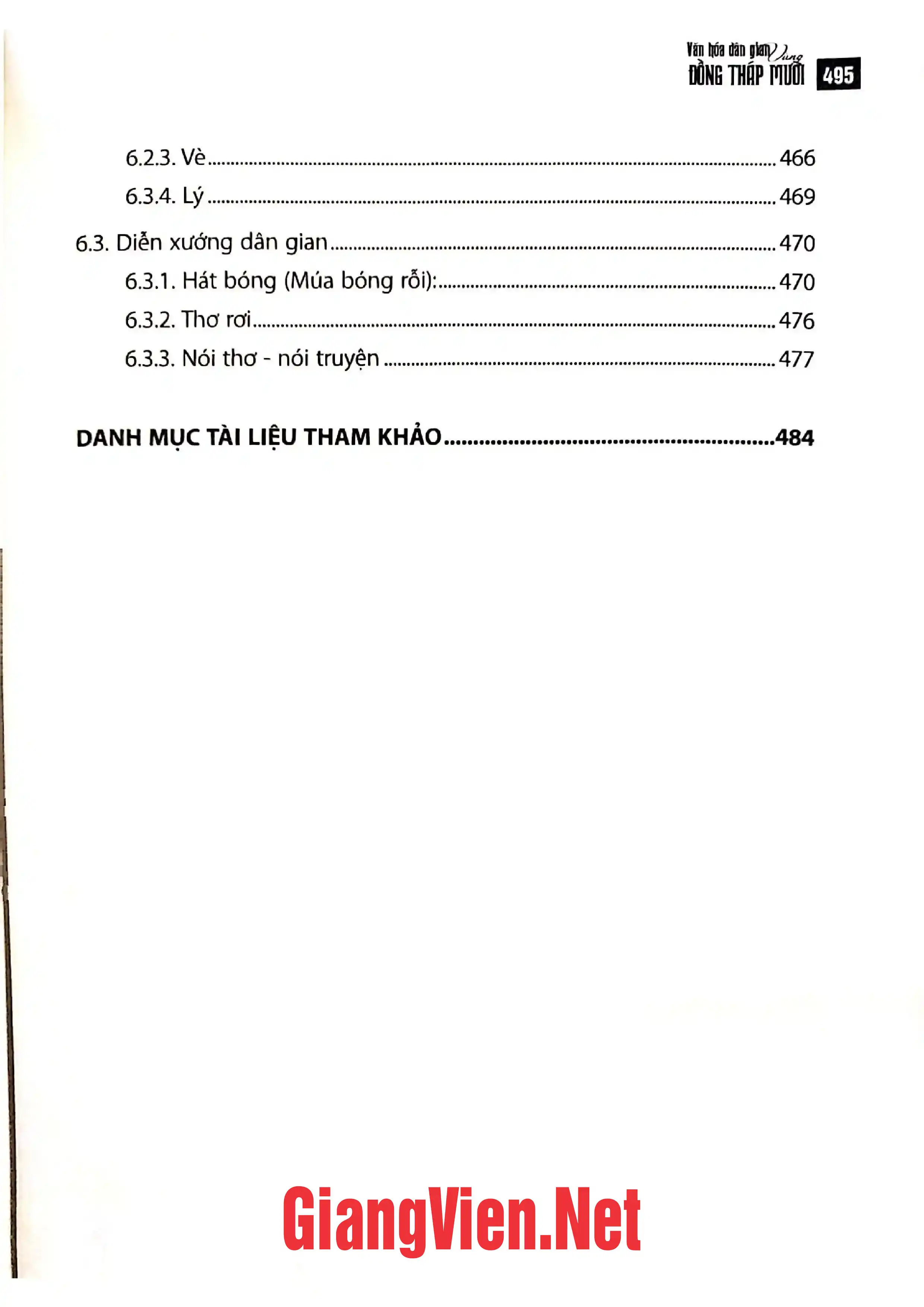 Nội dung trang phụ bản giới thiệu sách Văn hóa dân gian vùng Đồng Tháp Mười