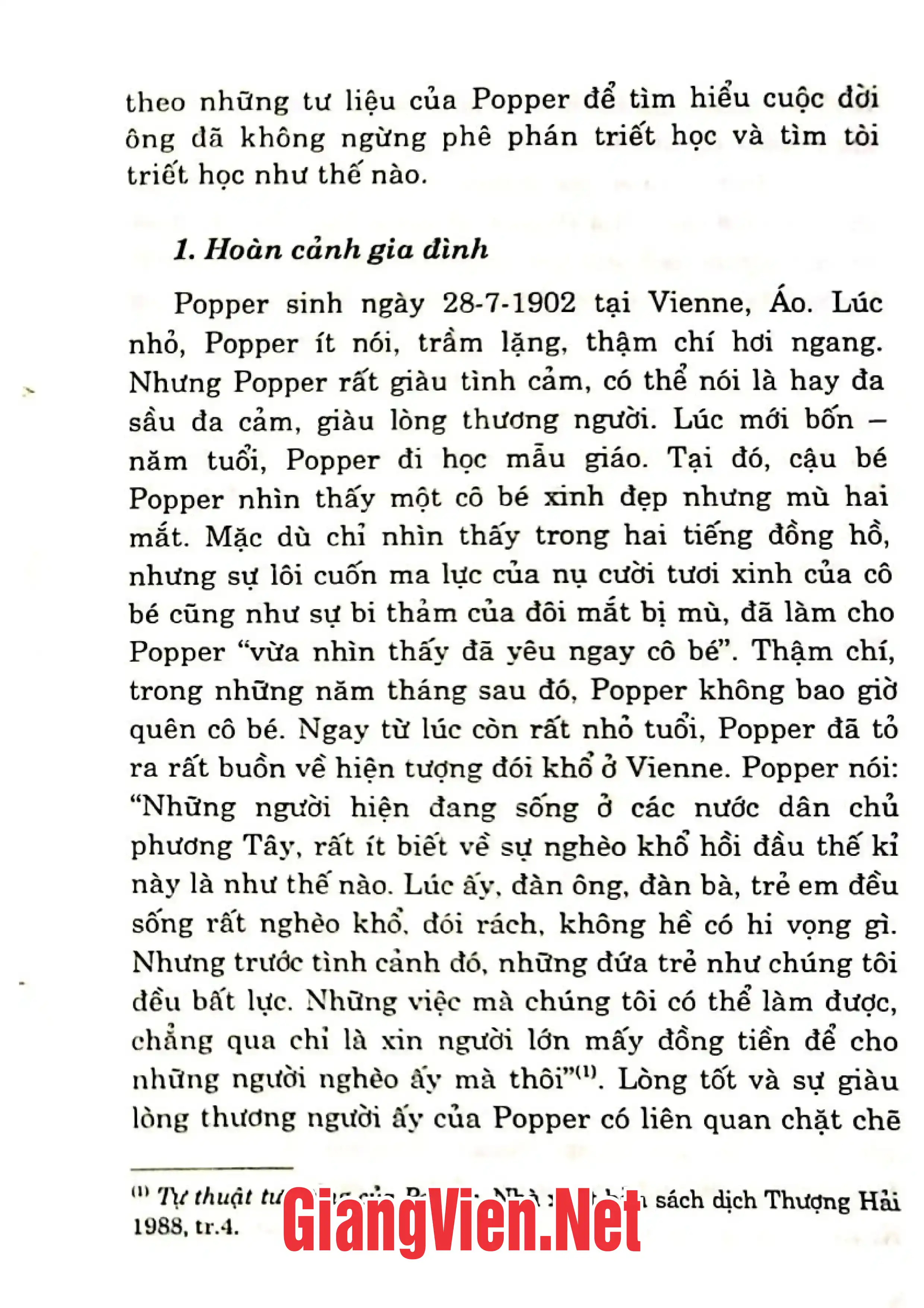 Nội dung trang phụ bản giới thiệu sách Karl Raimund Popper