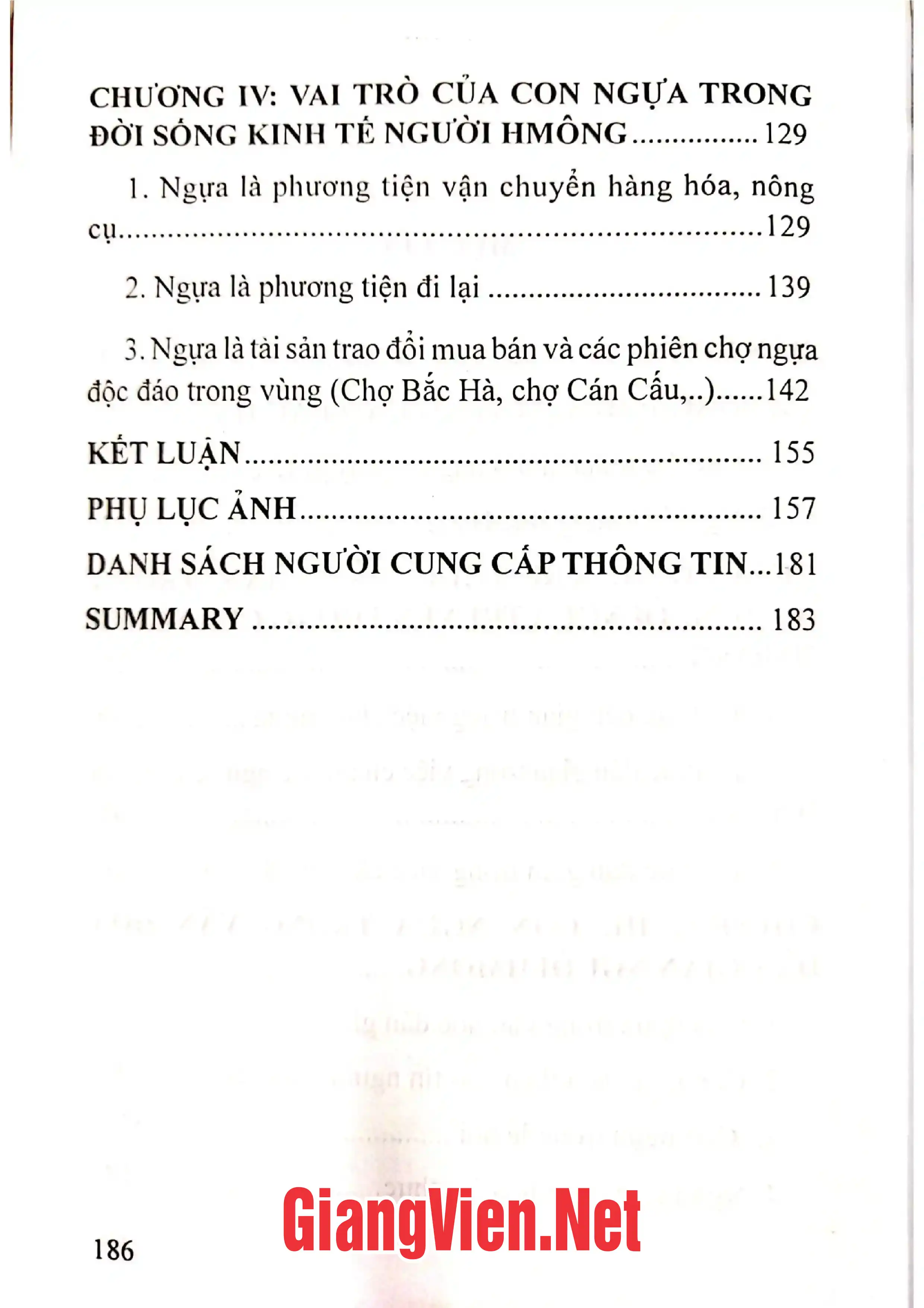 Mục lục chi tiết trang 1 sách Con ngựa trong văn hóa người HMông Bắc Hà - Lào Cai