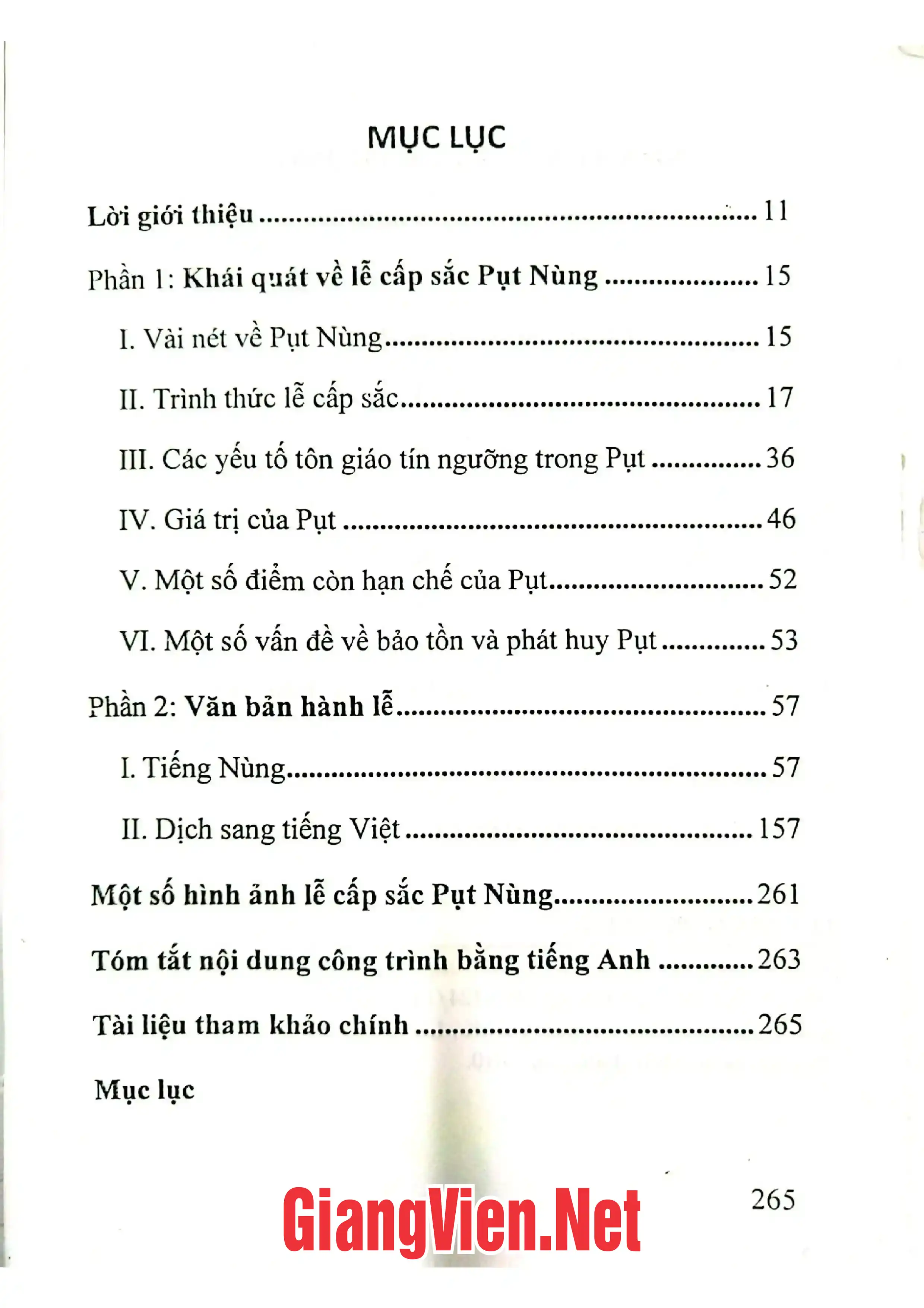 Trang bìa chính thức sách Lễ cấp sắc Pựt Nùng