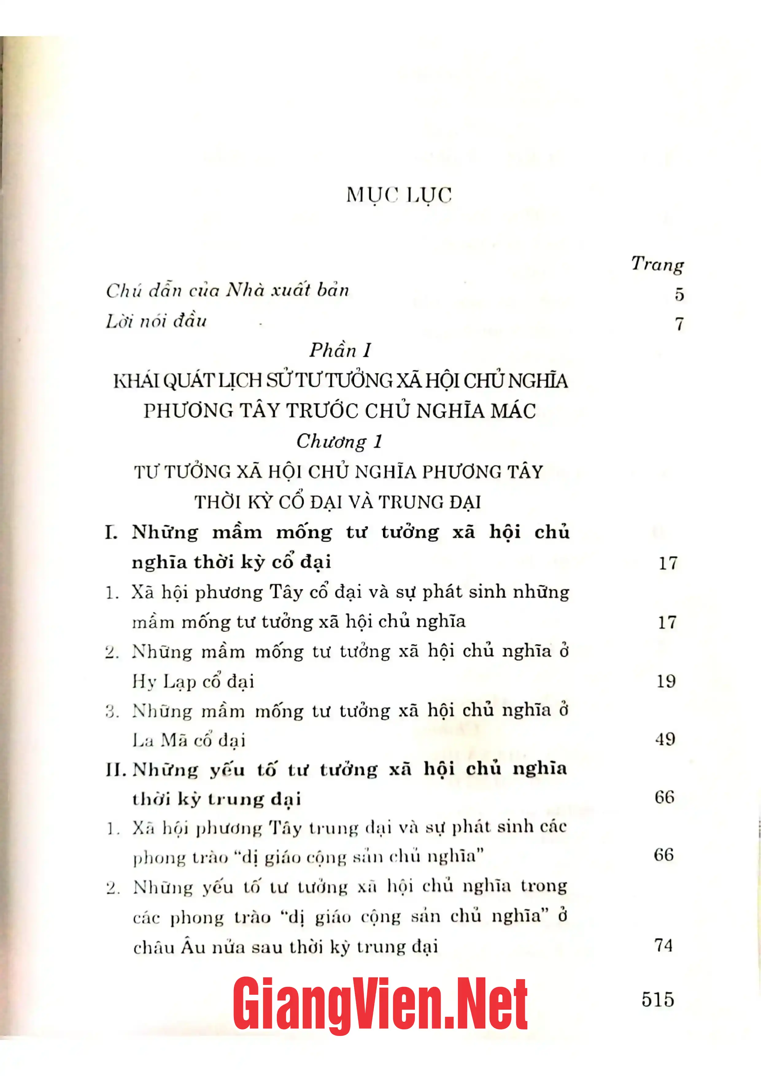 Trang bìa chính thức sách Lịch sử tư tưởng xã hội chủ nghĩa phương Tây trước chủ nghĩa Mác