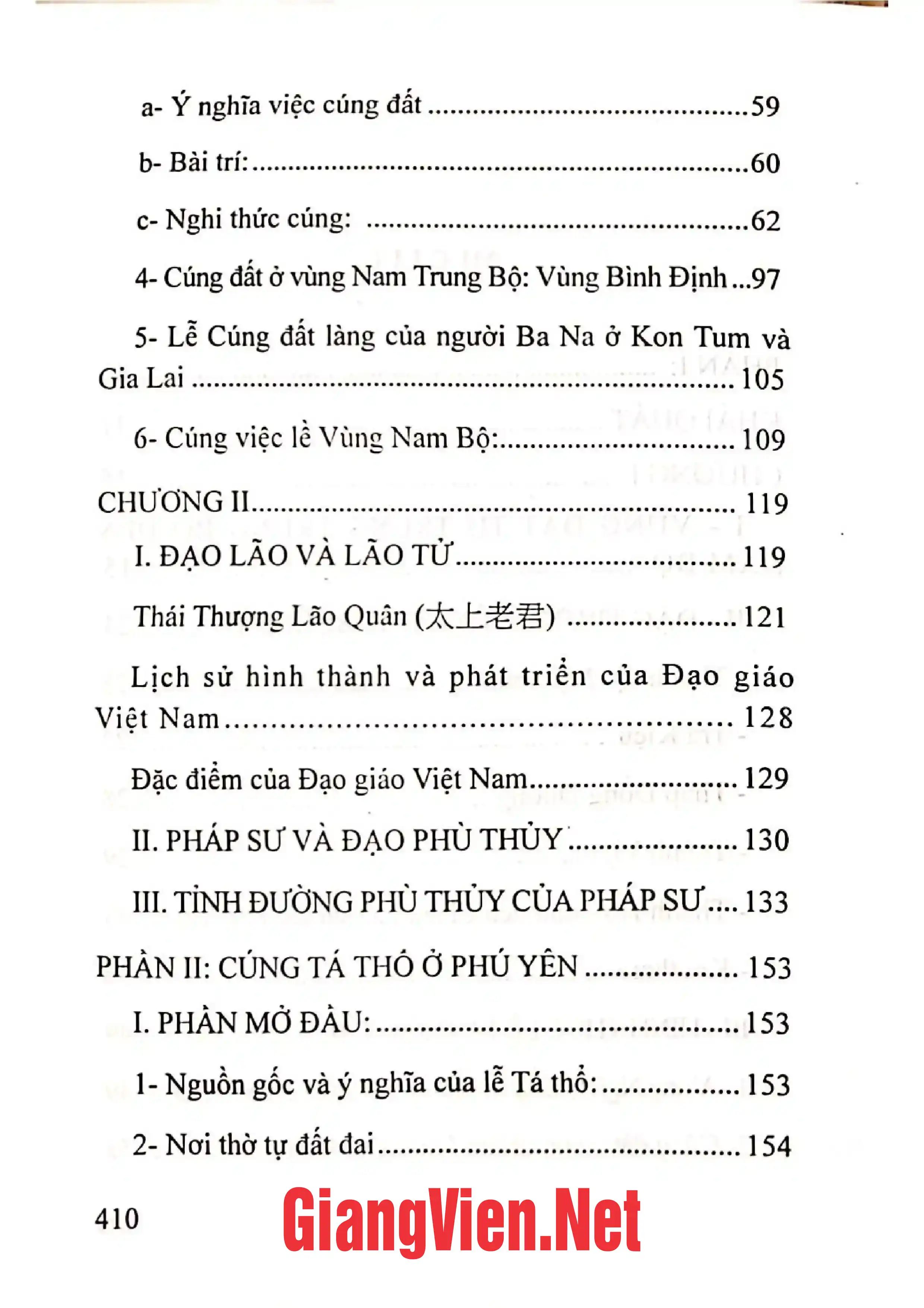 Mục lục chi tiết trang 1 sách Lễ tá thổ ở Phú Yên