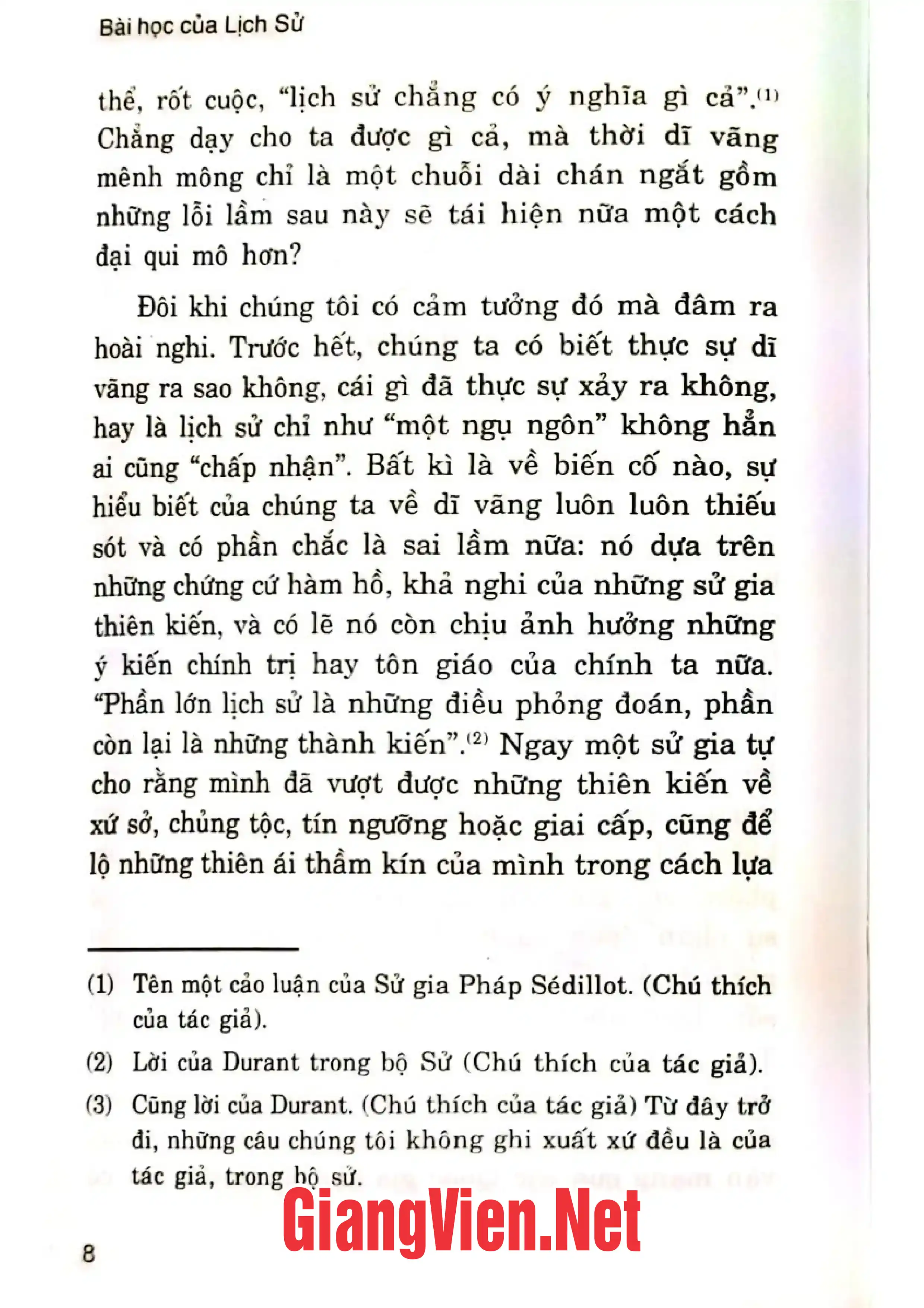 Mục lục chi tiết trang 3 sách Bài học của lịch sử