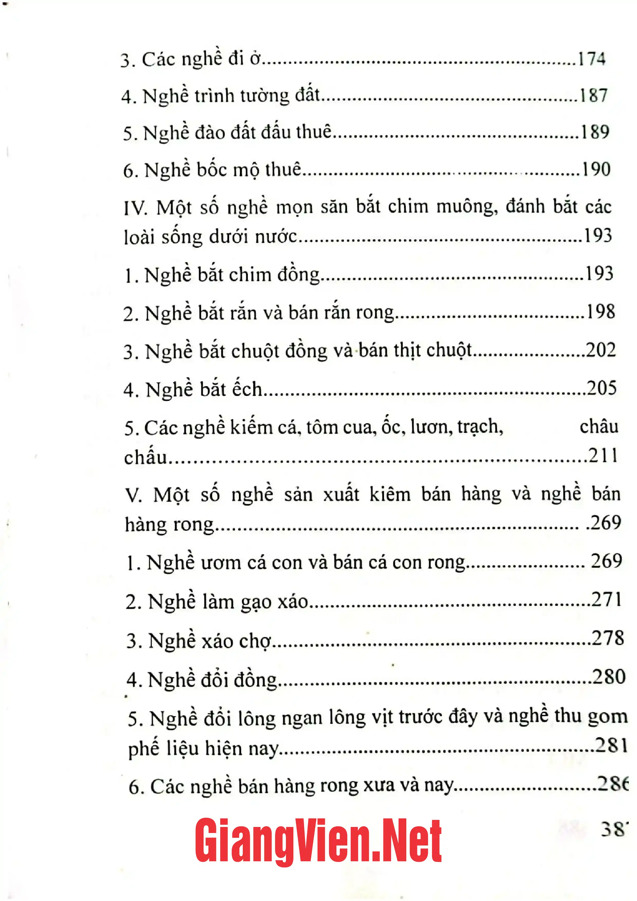 Mục lục chi tiết trang 2 sách Một số nghề mọn ở đồng bằng Bắc Bộ xưa và nay
