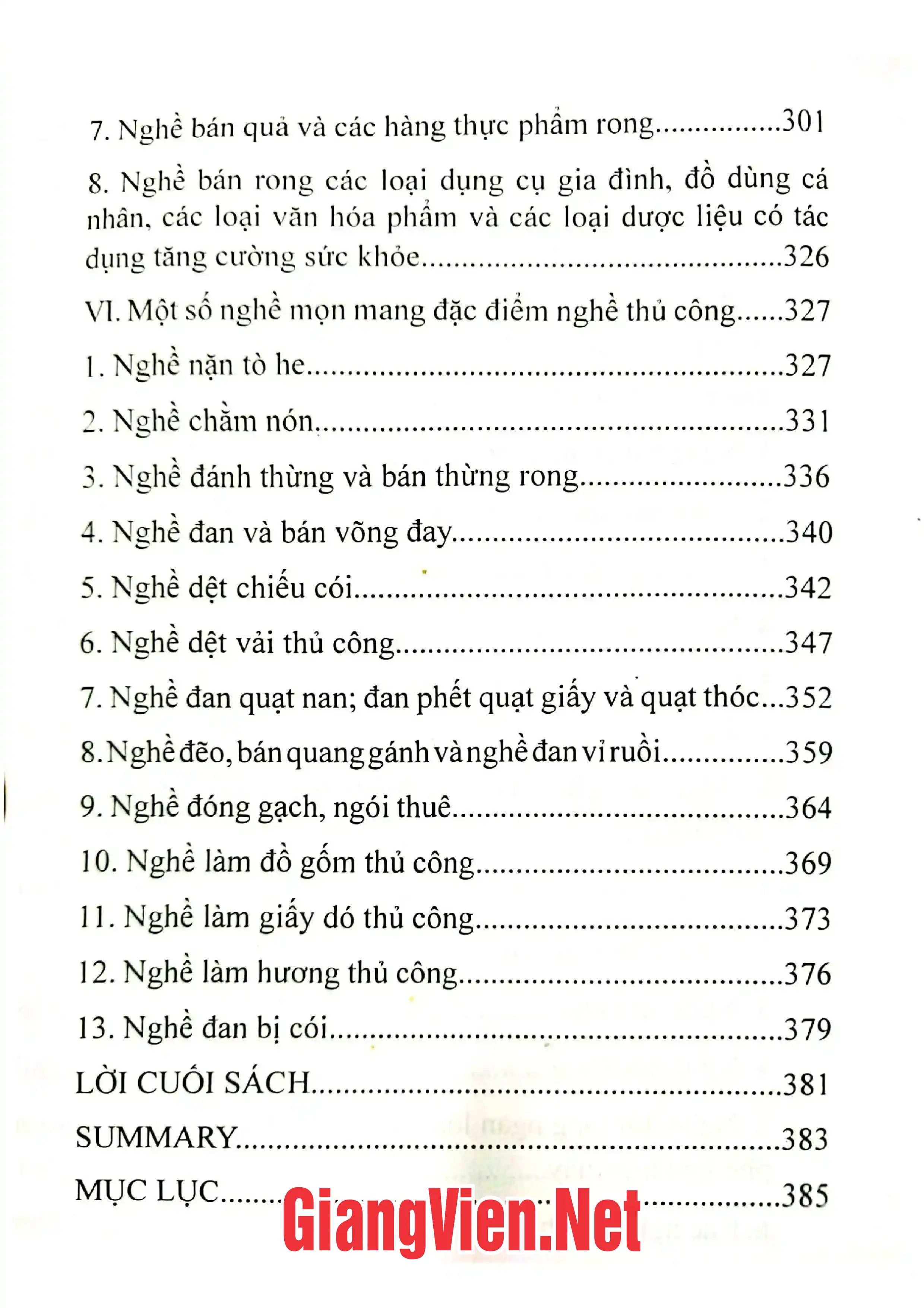Mục lục chi tiết trang 3 sách Một số nghề mọn ở đồng bằng Bắc Bộ xưa và nay