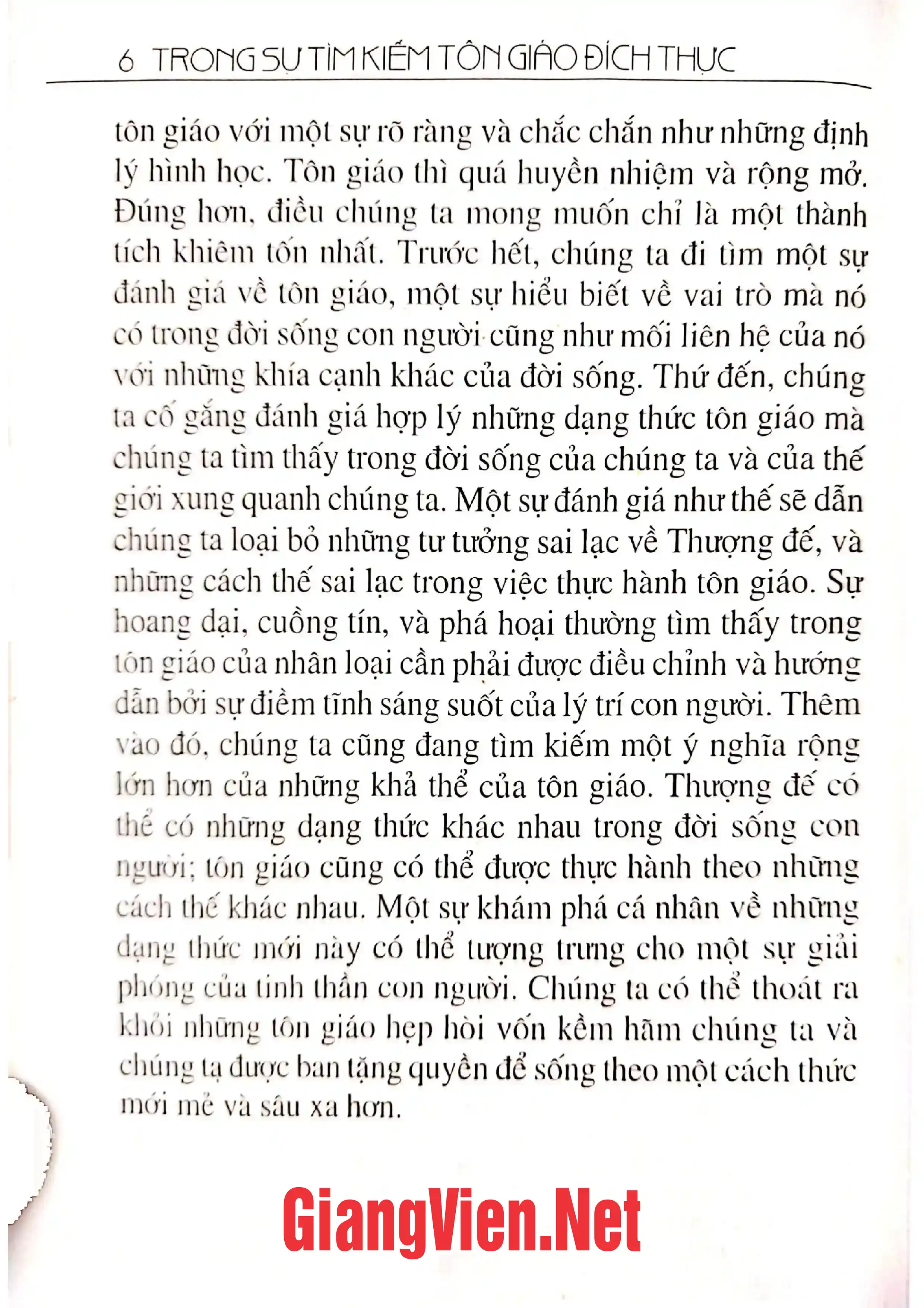 Mục lục chi tiết trang 3 sách Trong sự tìm kiếm tôn giáo đích thực triết học về tôn giáo