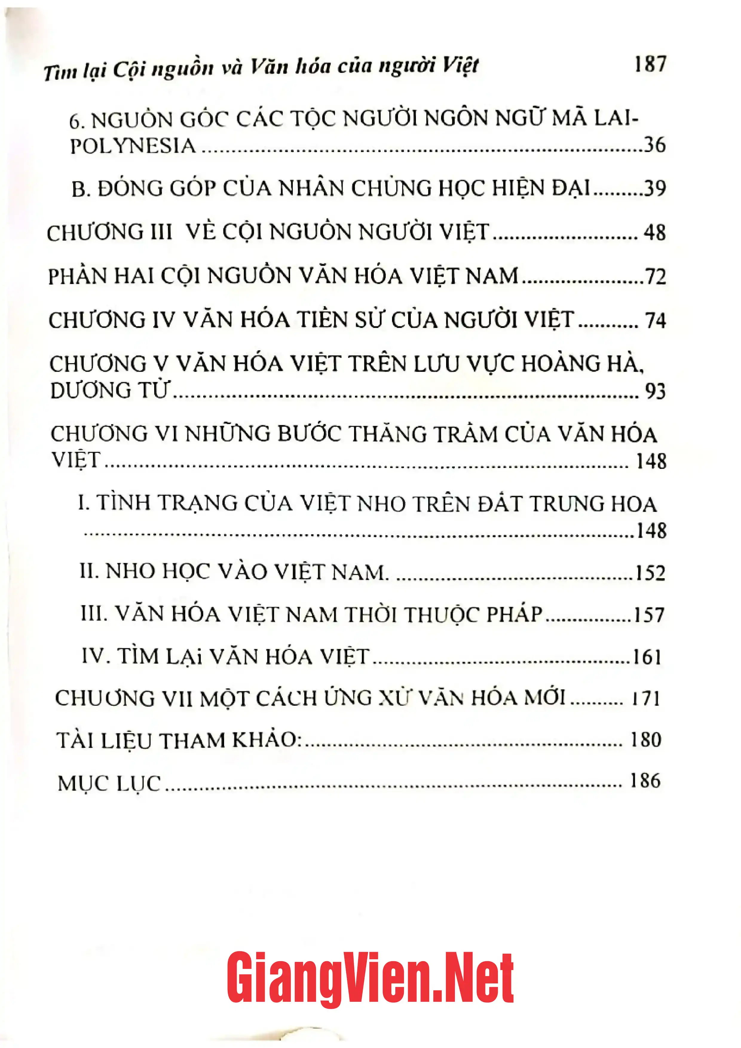 Mục lục chi tiết trang 1 sách Tìm lại cội nguồn và văn hóa của người Việt
