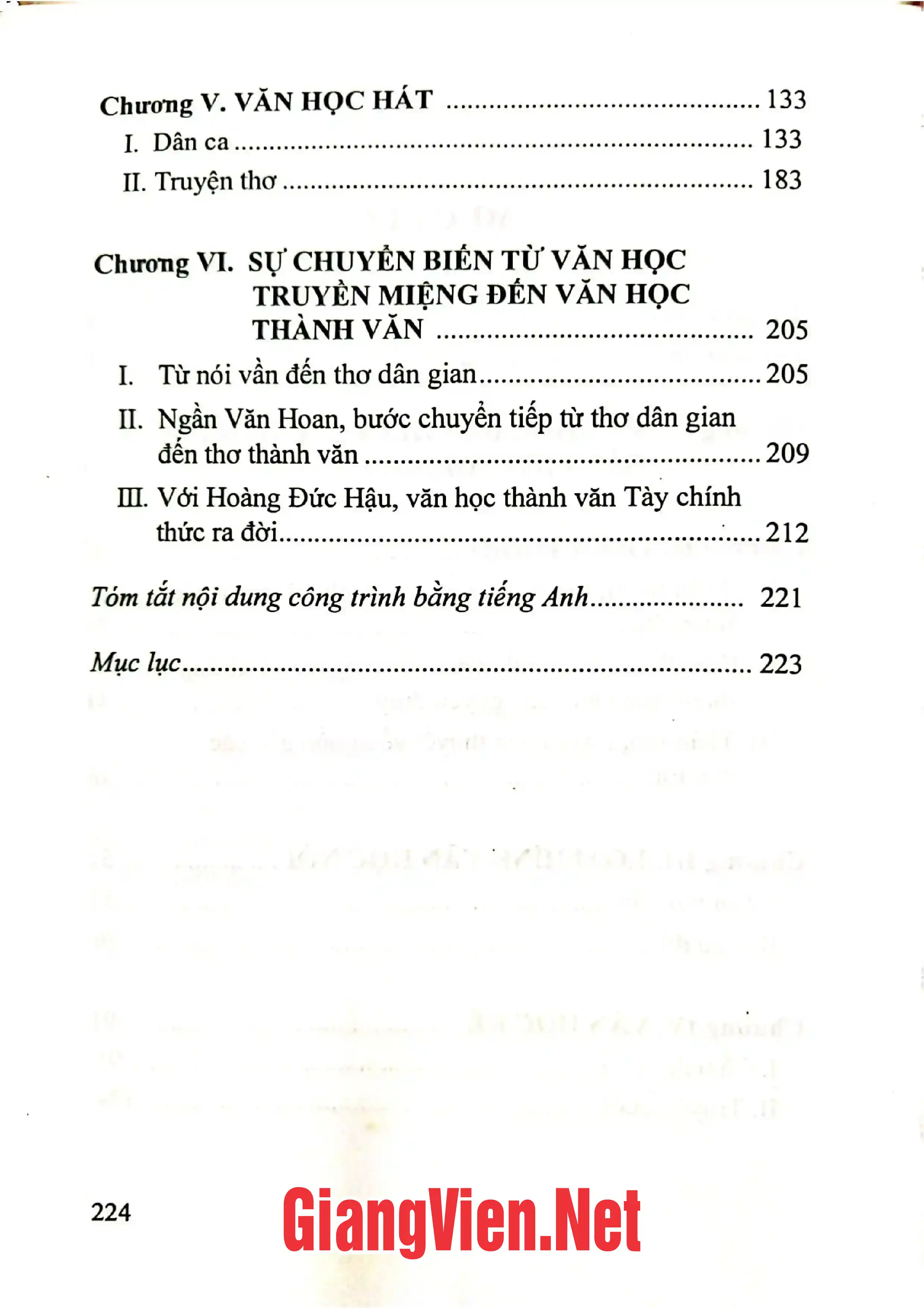 Mục lục chi tiết trang 1 sách Văn hóa dân gian các dân tộc thiểu số những giá trị đặc sắc - Tập 2: Văn học