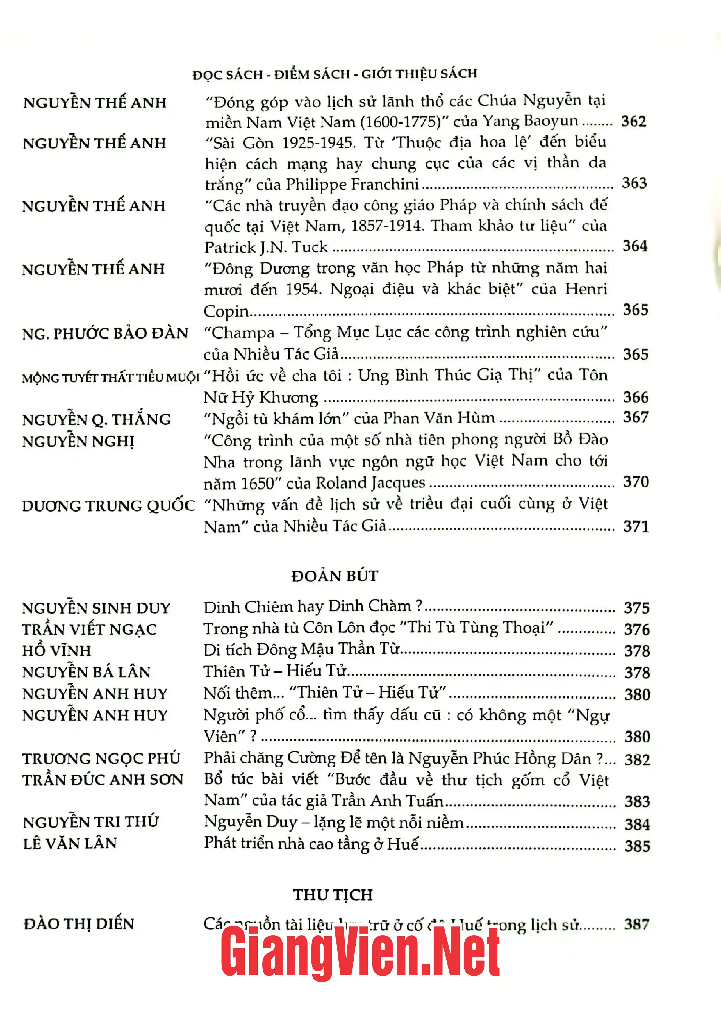 Mục lục chi tiết trang 2 sách Nghiên cứu Huế năm 2003