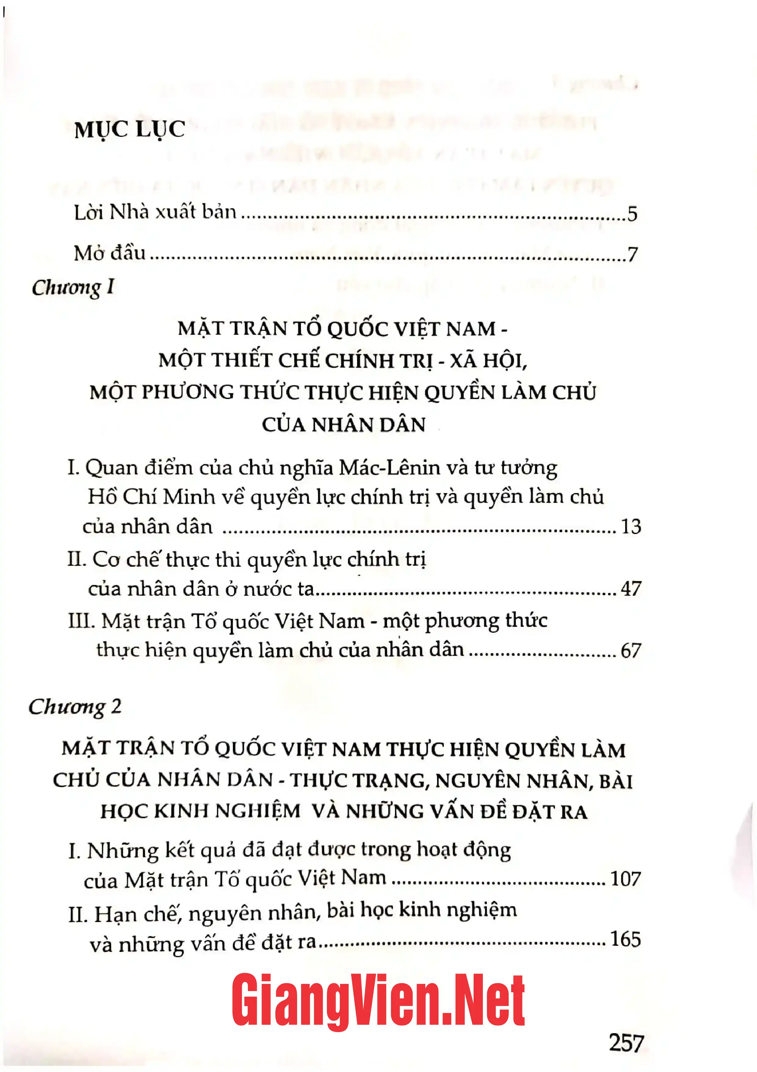 Trang bìa chính thức sách Vai trò của mặt trận tổ quốc Việt Nam đối với việc thực hiện quyền làm chủ của nhân dân ở nước ta hiện nay