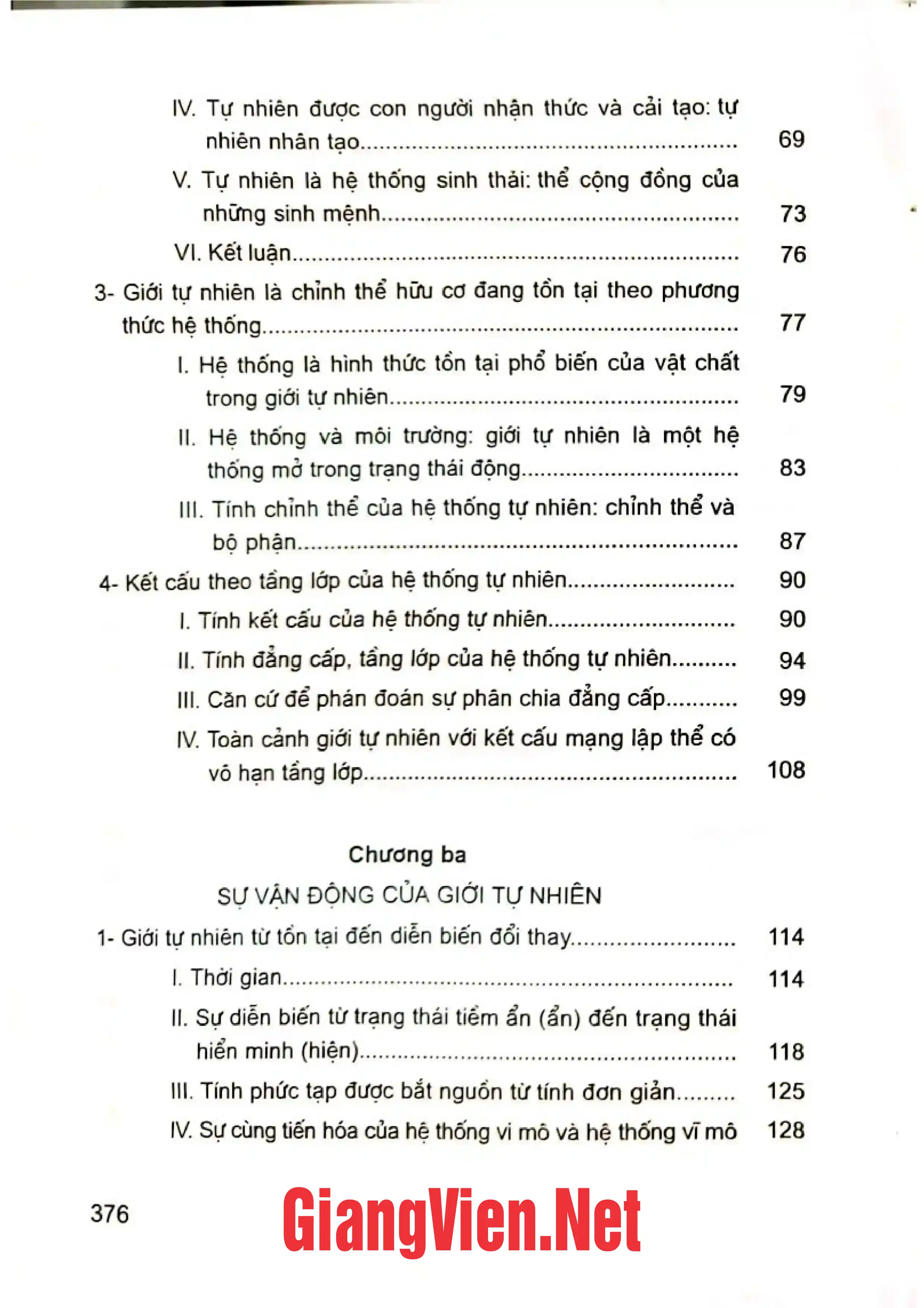 Mục lục chi tiết trang 1 sách Tìm hiểu triết học tự nhiên
