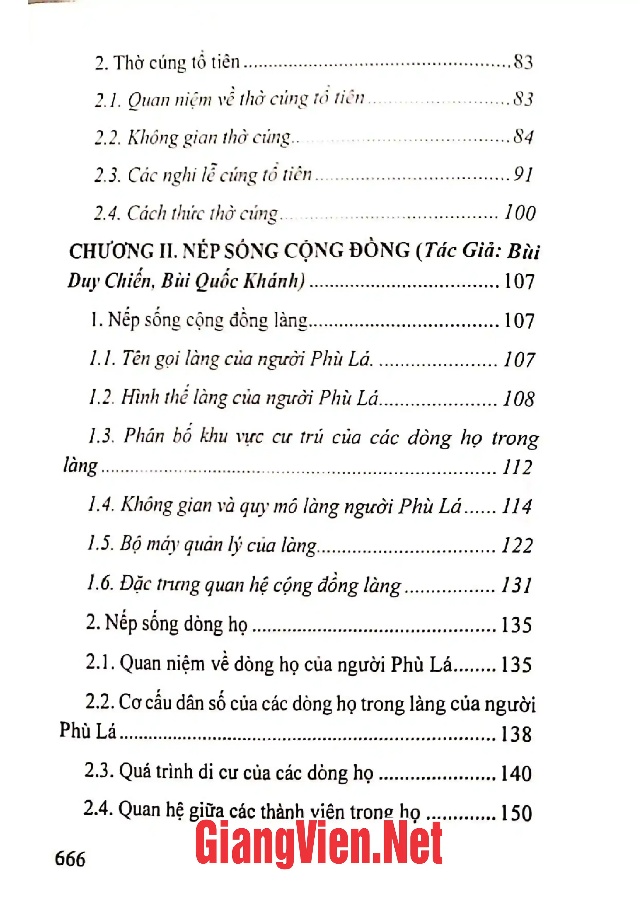 Mục lục chi tiết trang 1 sách Văn hóa dân gian người Phù Lá