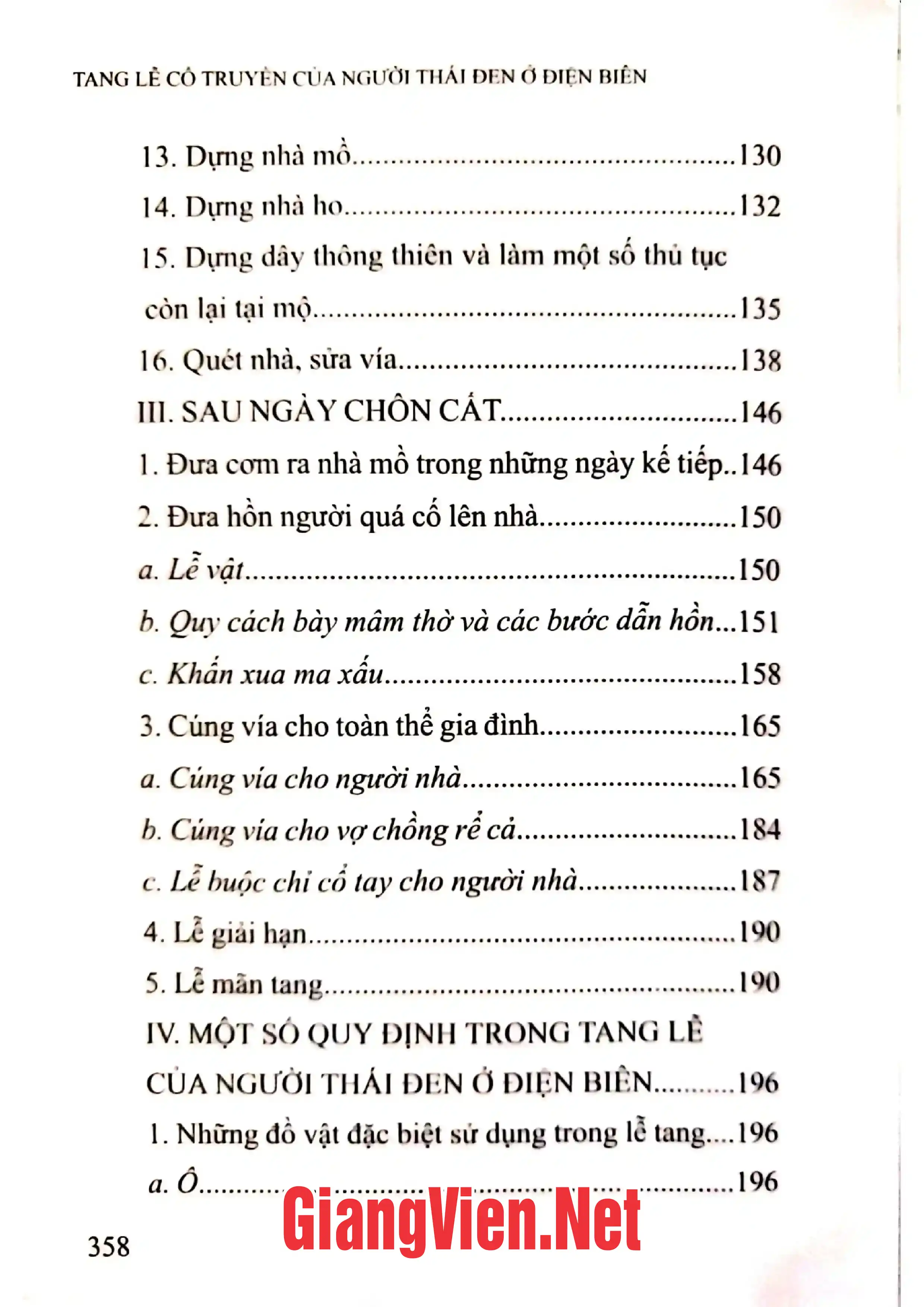 Mục lục chi tiết trang 3 sách Tang lễ cổ truyền của người Thái đen ở Điện Biên