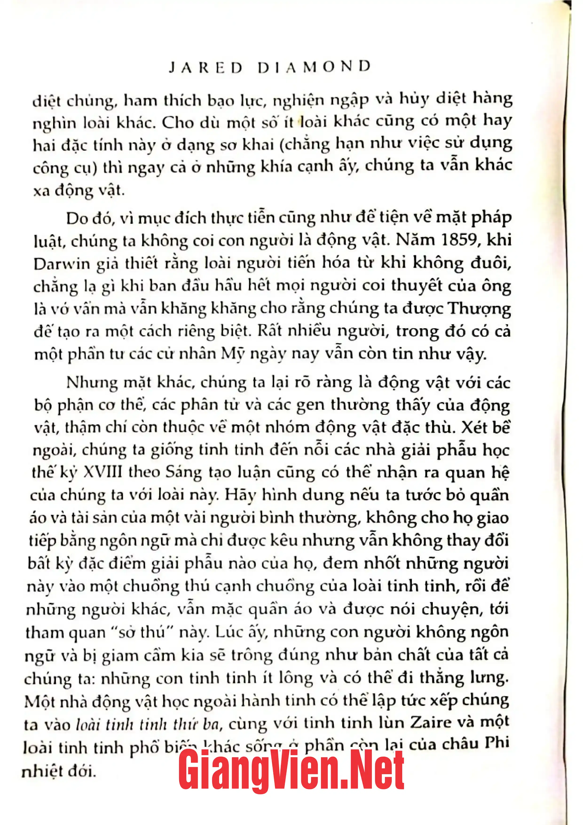 Nội dung trang phụ bản giới thiệu sách Loài tinh tinh thứ ba, Sự tiến hóa và tương lai của loài người