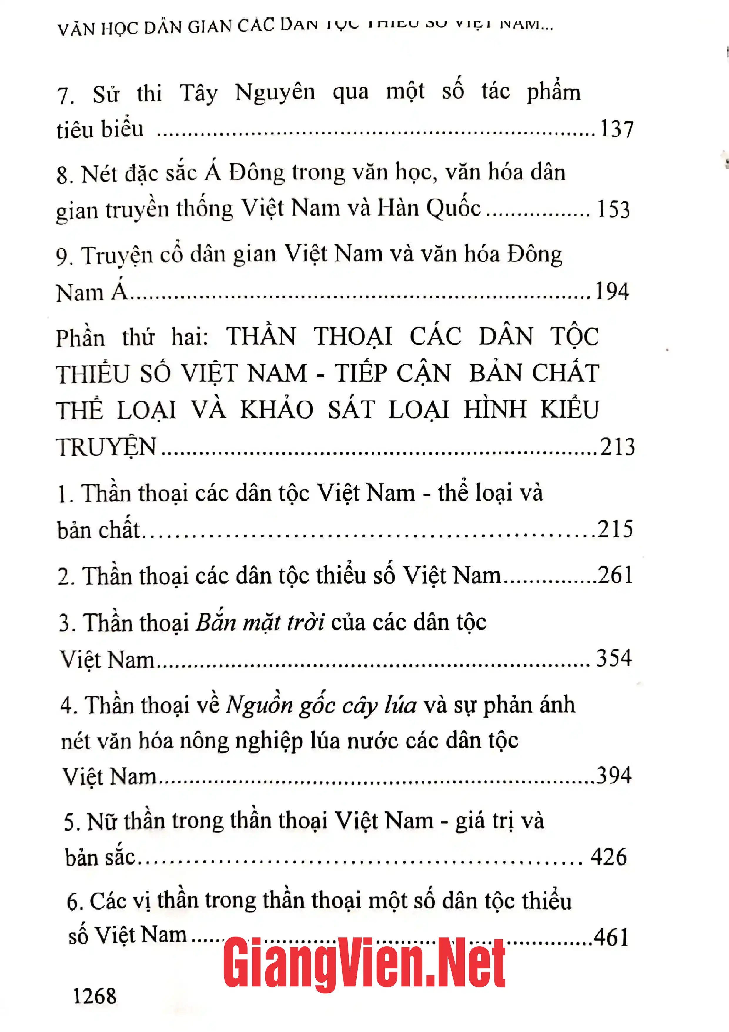 Mục lục chi tiết trang 1 sách Văn hóa dân gian các dân tộc thiểu số ở Việt Nam những hướng tiếp cận