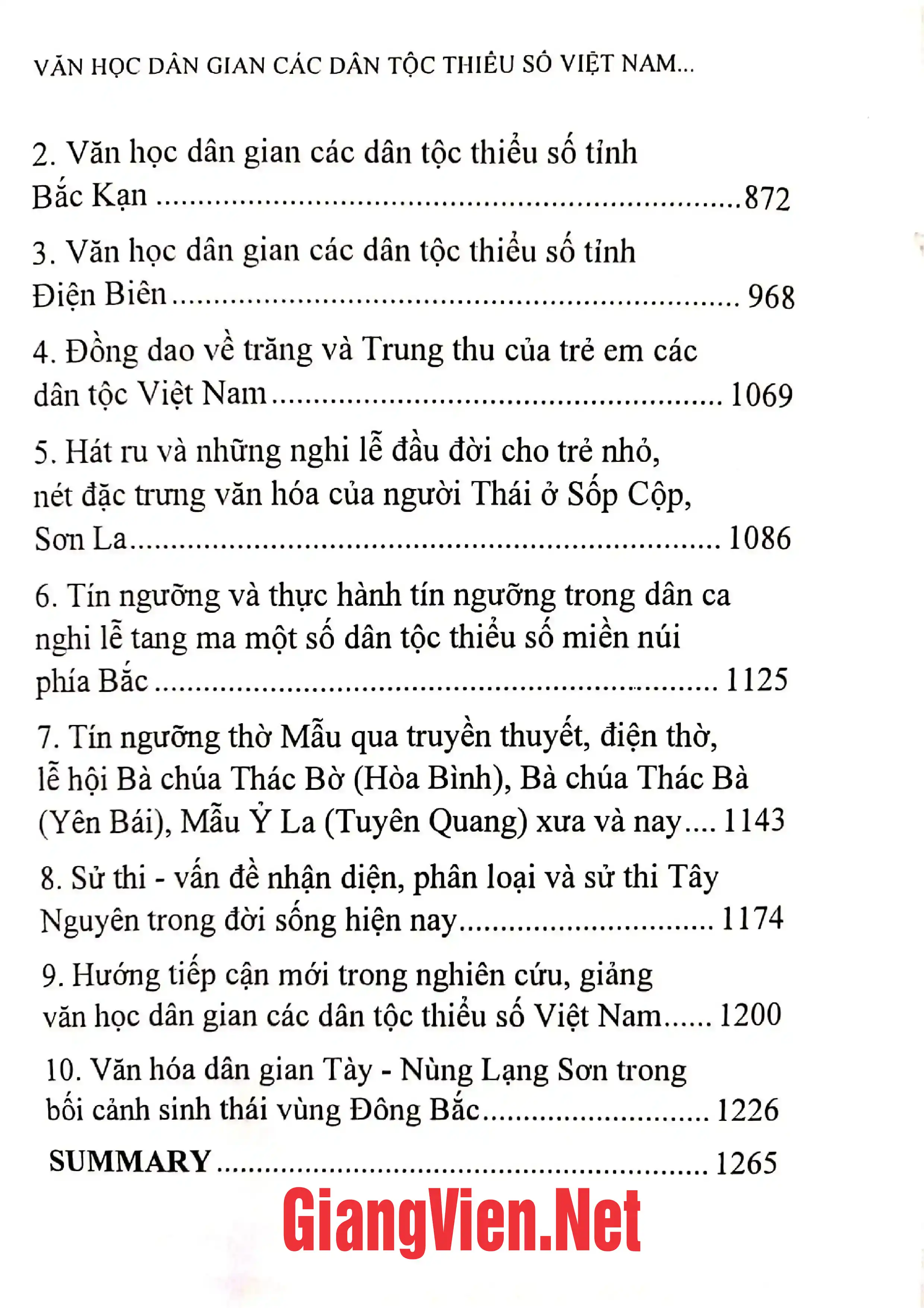Mục lục chi tiết trang 3 sách Văn hóa dân gian các dân tộc thiểu số ở Việt Nam những hướng tiếp cận