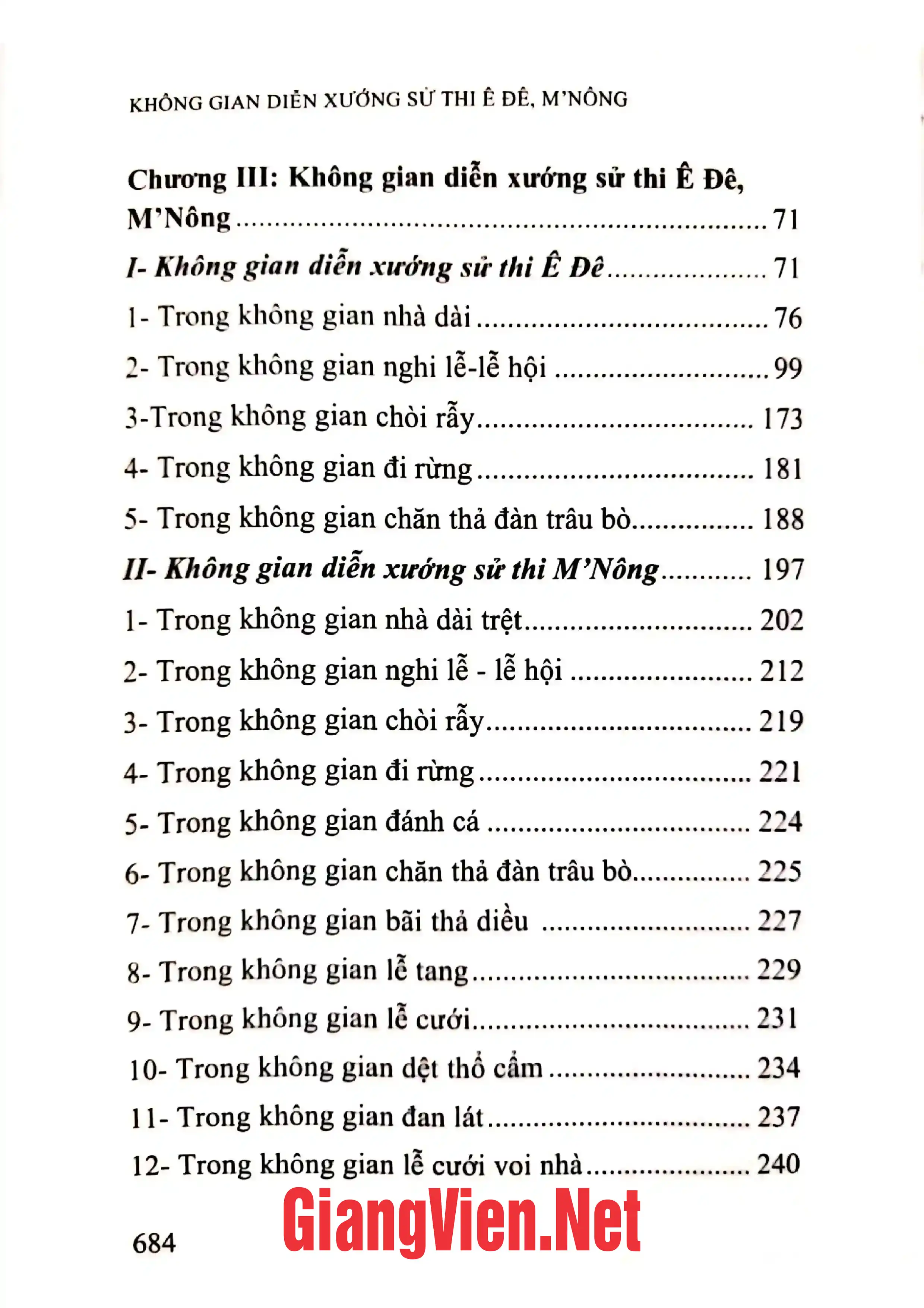 Mục lục chi tiết trang 1 sách Không gian diễn xướng sử thi Ê đê - Mnông